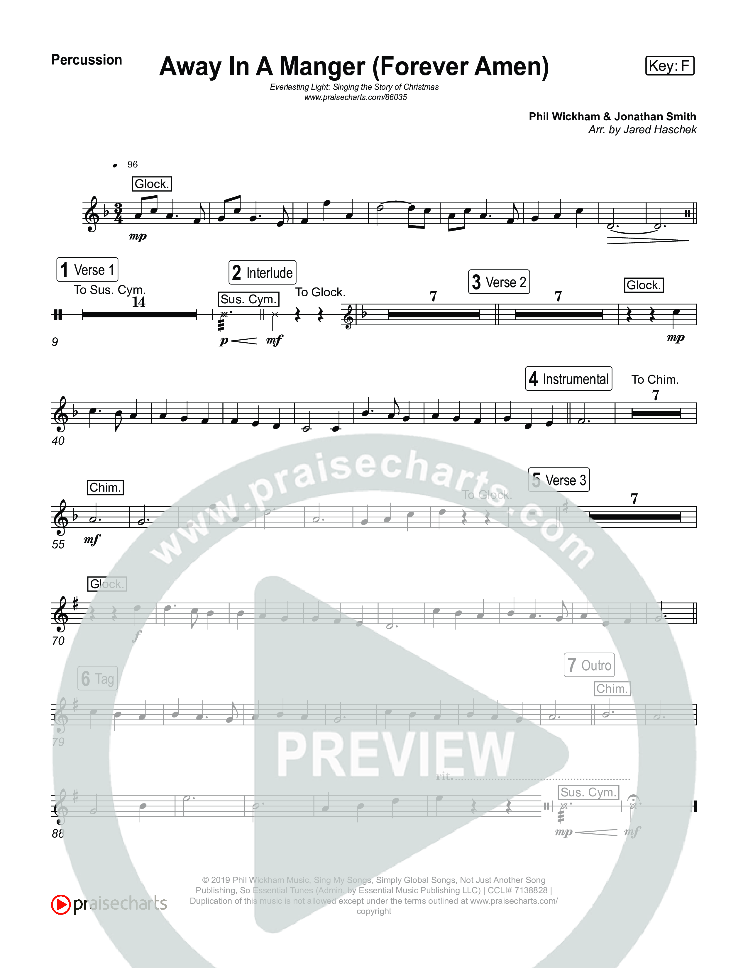 Away In A Manger (Forever Amen) (Live) Percussion (Museum Of The Bible / Indiana Wesleyan University Choir / Arr. Jared Haschek)