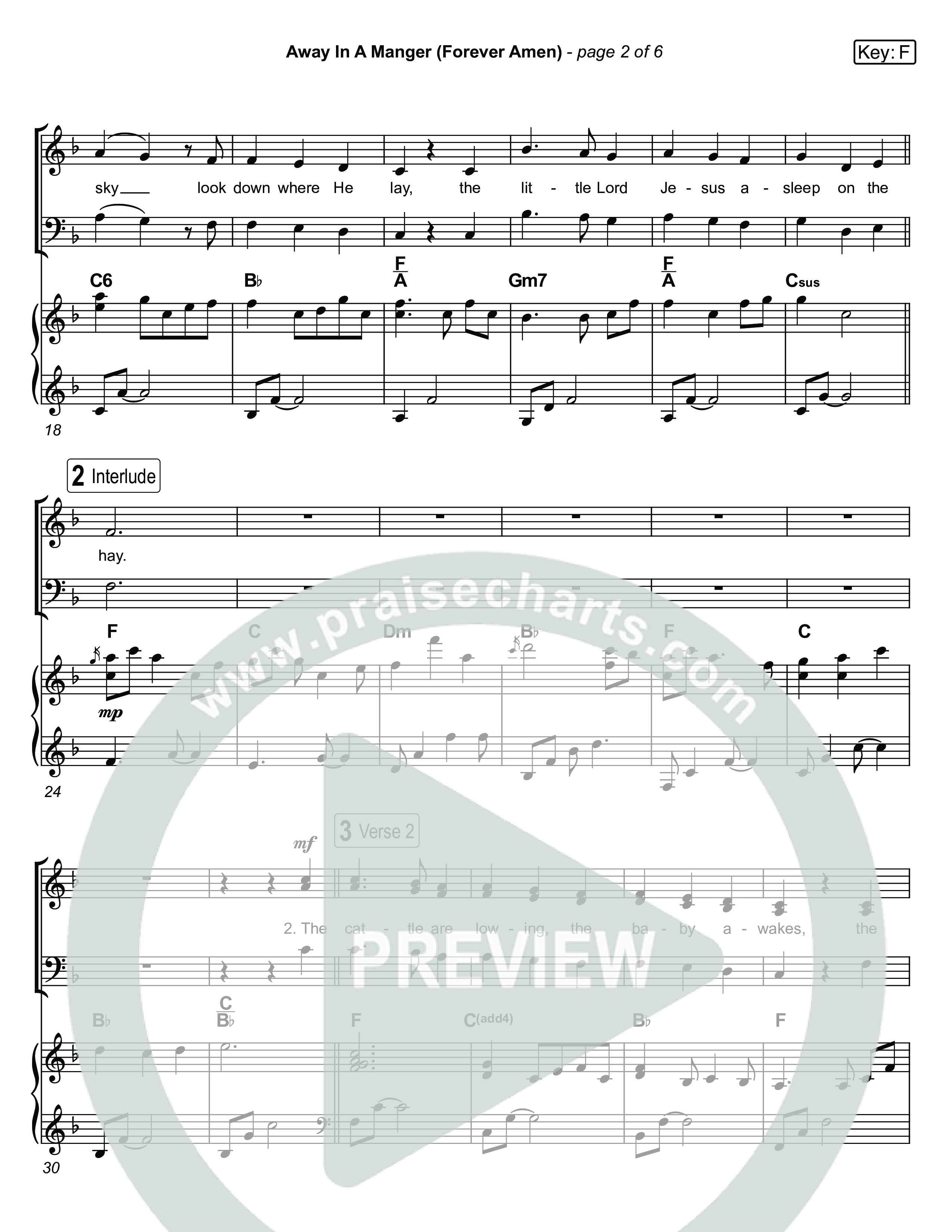 Away In A Manger (Forever Amen) (Live) Piano/Vocal (SATB) (Museum Of The Bible / Indiana Wesleyan University Choir / Arr. Jared Haschek)