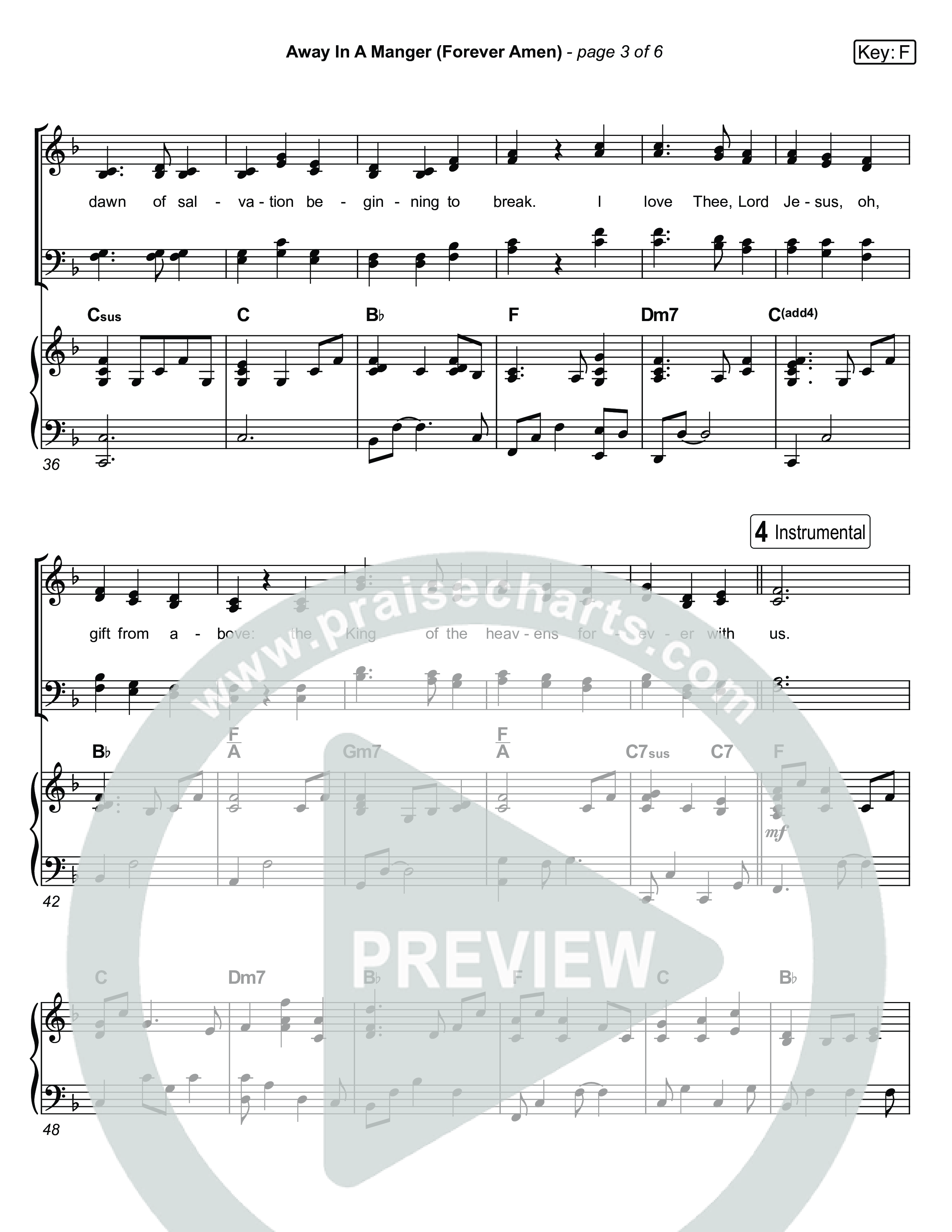 Away In A Manger (Forever Amen) (Live) Piano/Vocal (SATB) (Museum Of The Bible / Indiana Wesleyan University Choir / Arr. Jared Haschek)