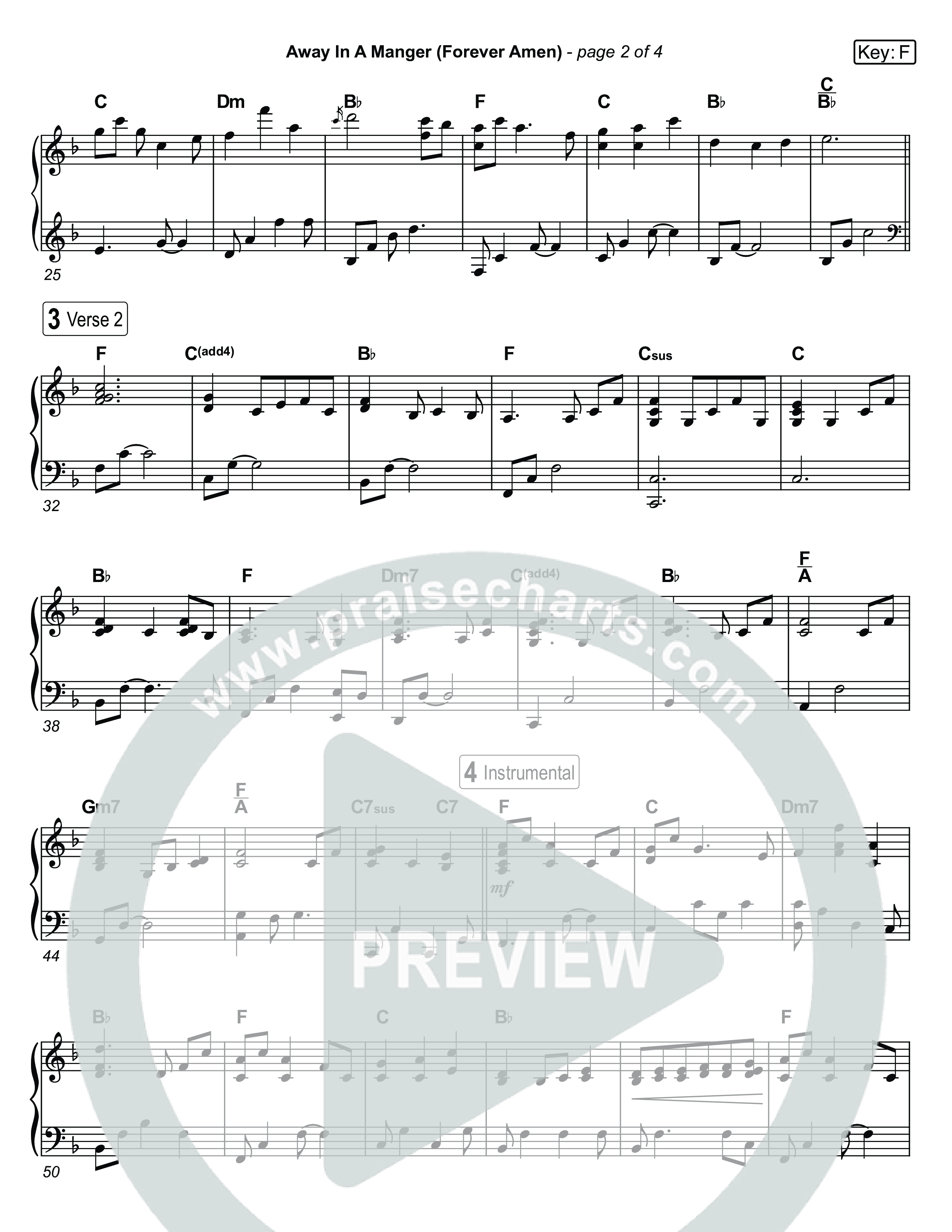 Away In A Manger (Forever Amen) (Live) Piano Sheet (Museum Of The Bible / Indiana Wesleyan University Choir / Arr. Jared Haschek)