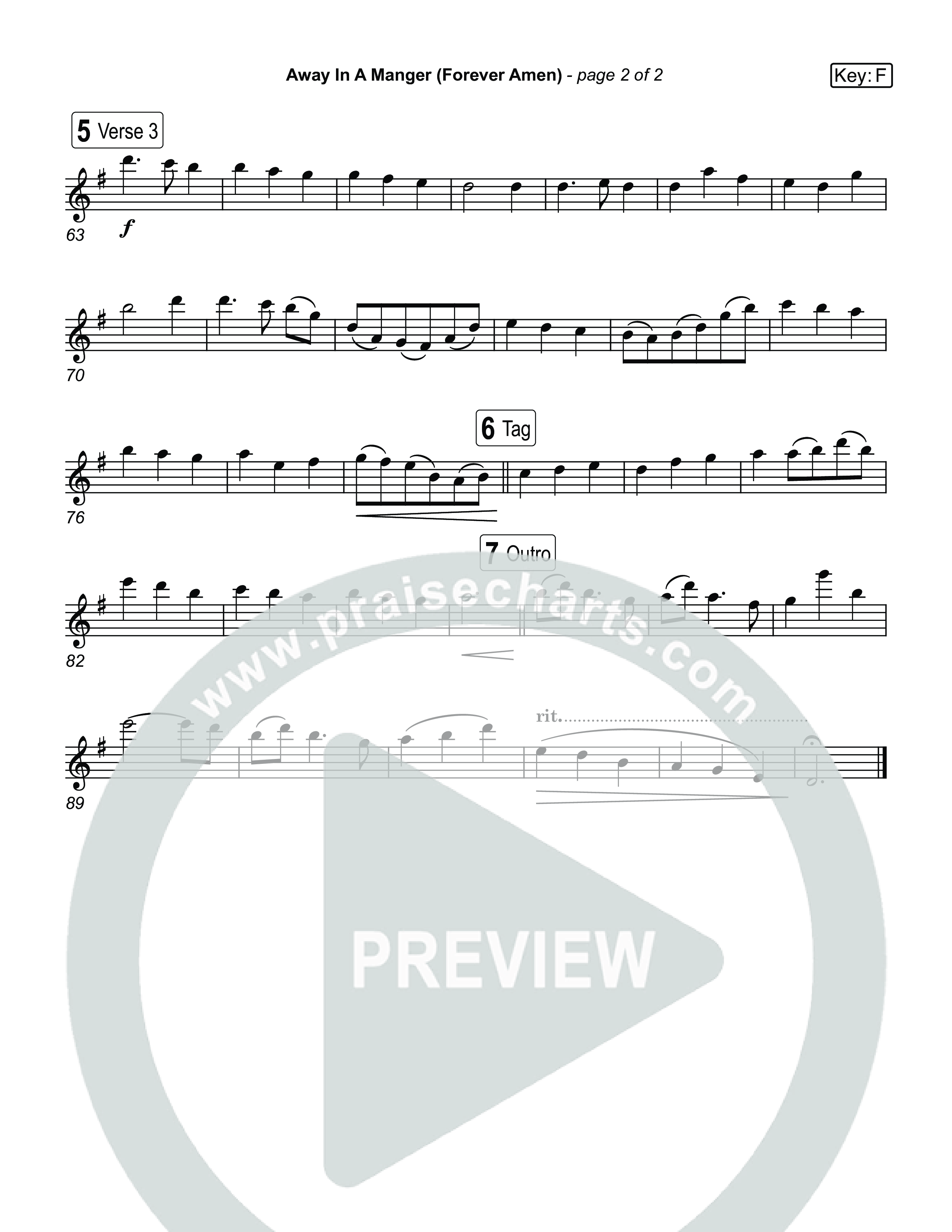 Away In A Manger (Forever Amen) (Live) Violin 1,2 (Museum Of The Bible / Indiana Wesleyan University Choir / Arr. Jared Haschek)