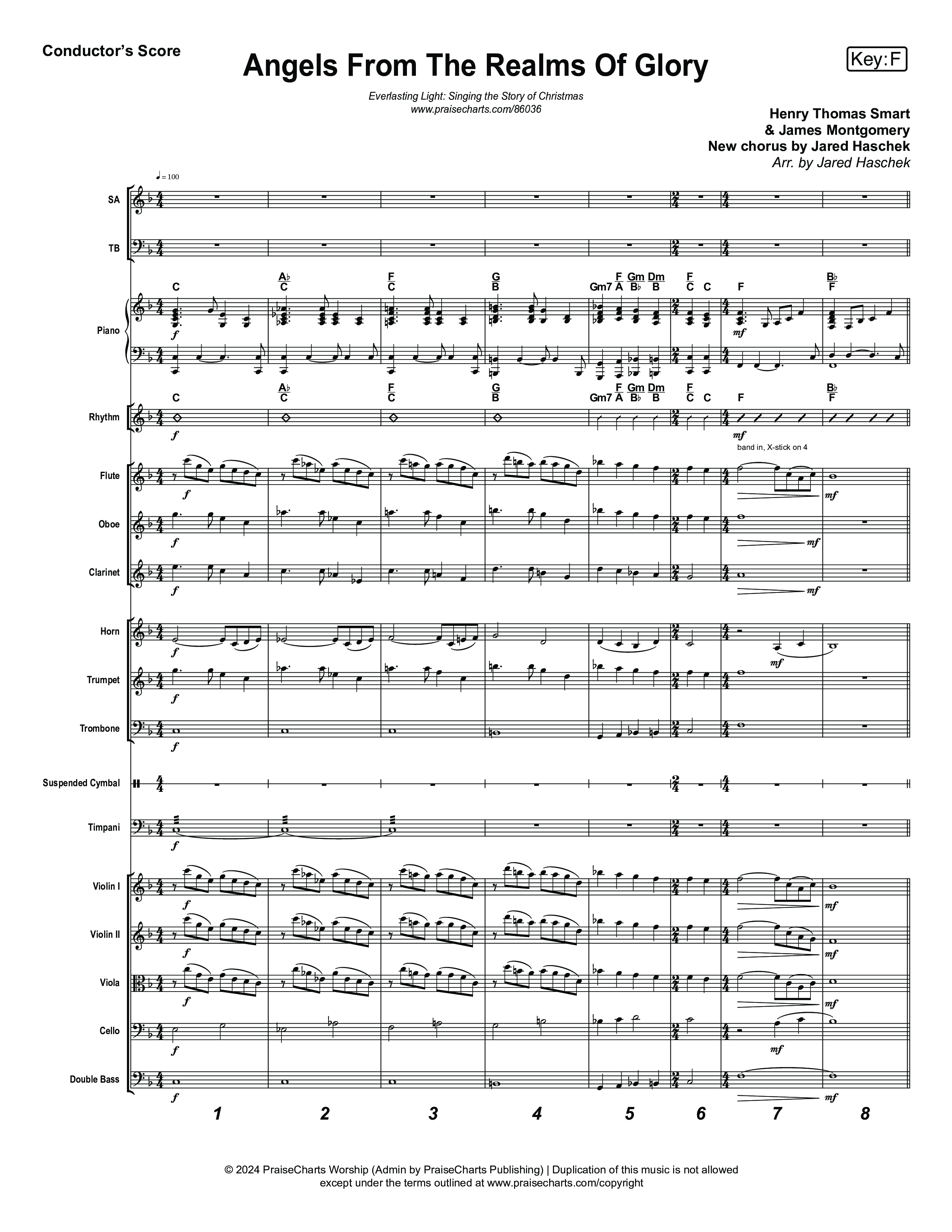 Angels From The Realms Of Glory (Live) Conductor's Score (Museum Of The Bible / Indiana Wesleyan University Choir / Arr. Jared Haschek)