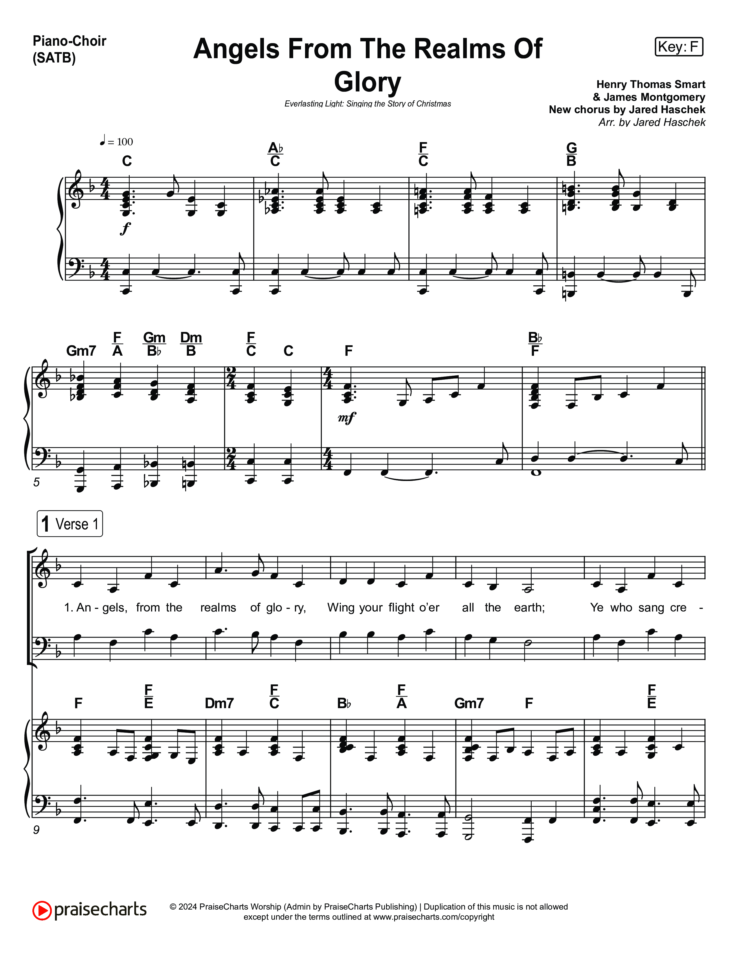 Angels From The Realms Of Glory (Live) Piano/Vocal Pack (Museum Of The Bible / Indiana Wesleyan University Choir / Arr. Jared Haschek)