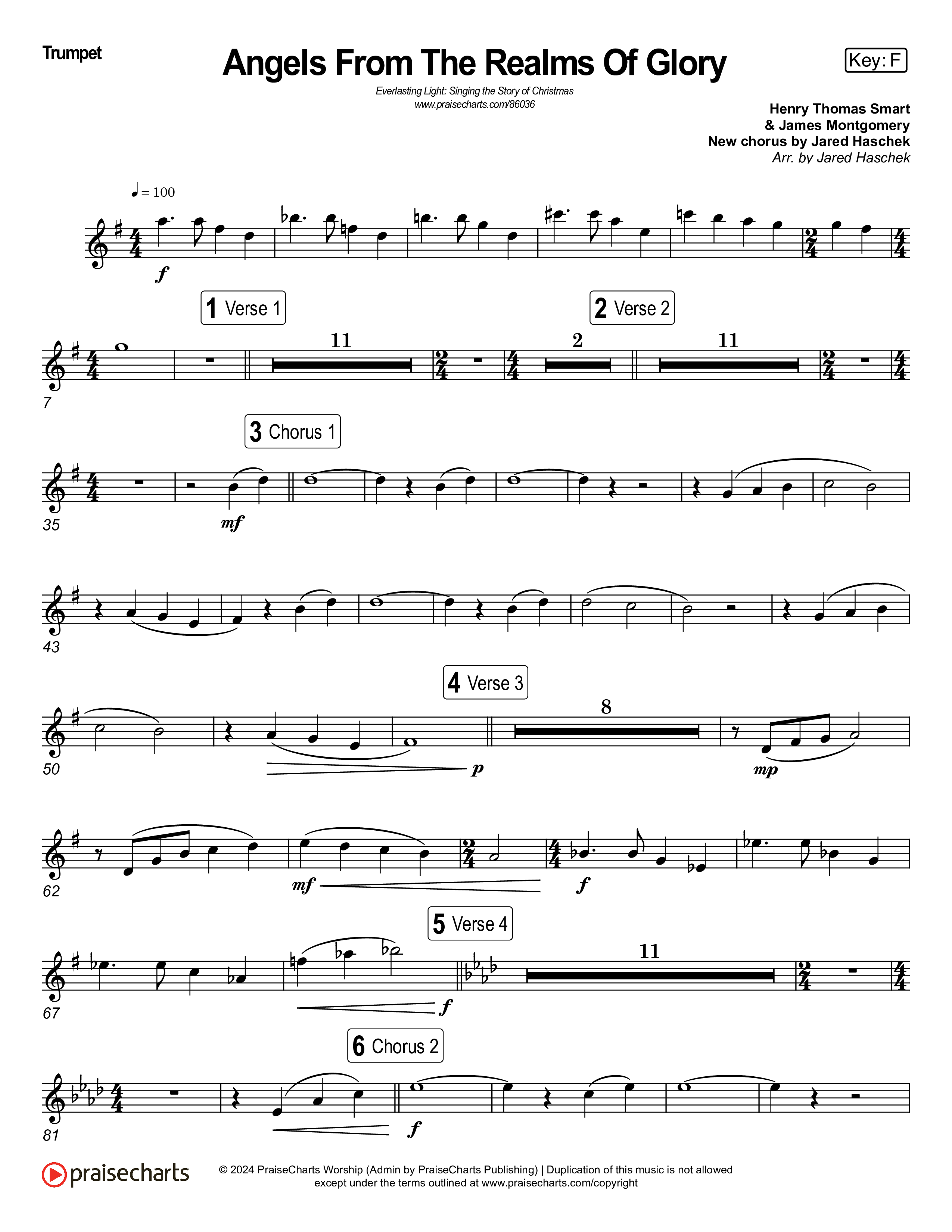 Angels From The Realms Of Glory (Live) Trumpet 1,2 (Museum Of The Bible / Indiana Wesleyan University Choir / Arr. Jared Haschek)