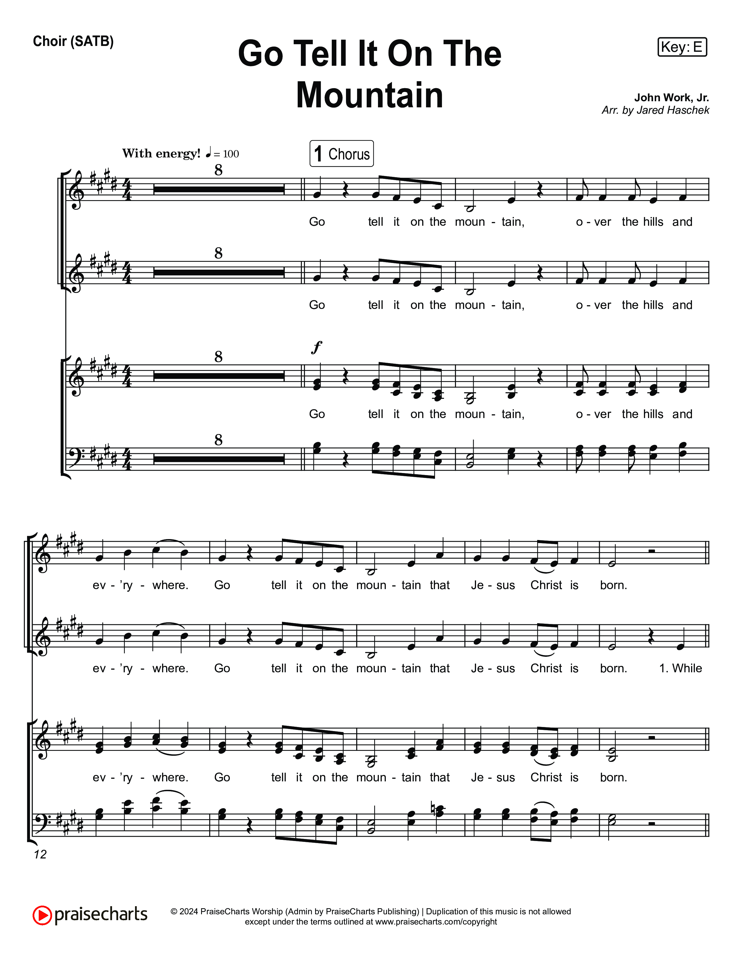 Go Tell It On The Mountain (Live) Choir Sheet (SATB) (Museum Of The Bible / Tasha Layton / Anthony Evans / Indiana Wesleyan University Choir / Arr. Jared Haschek)