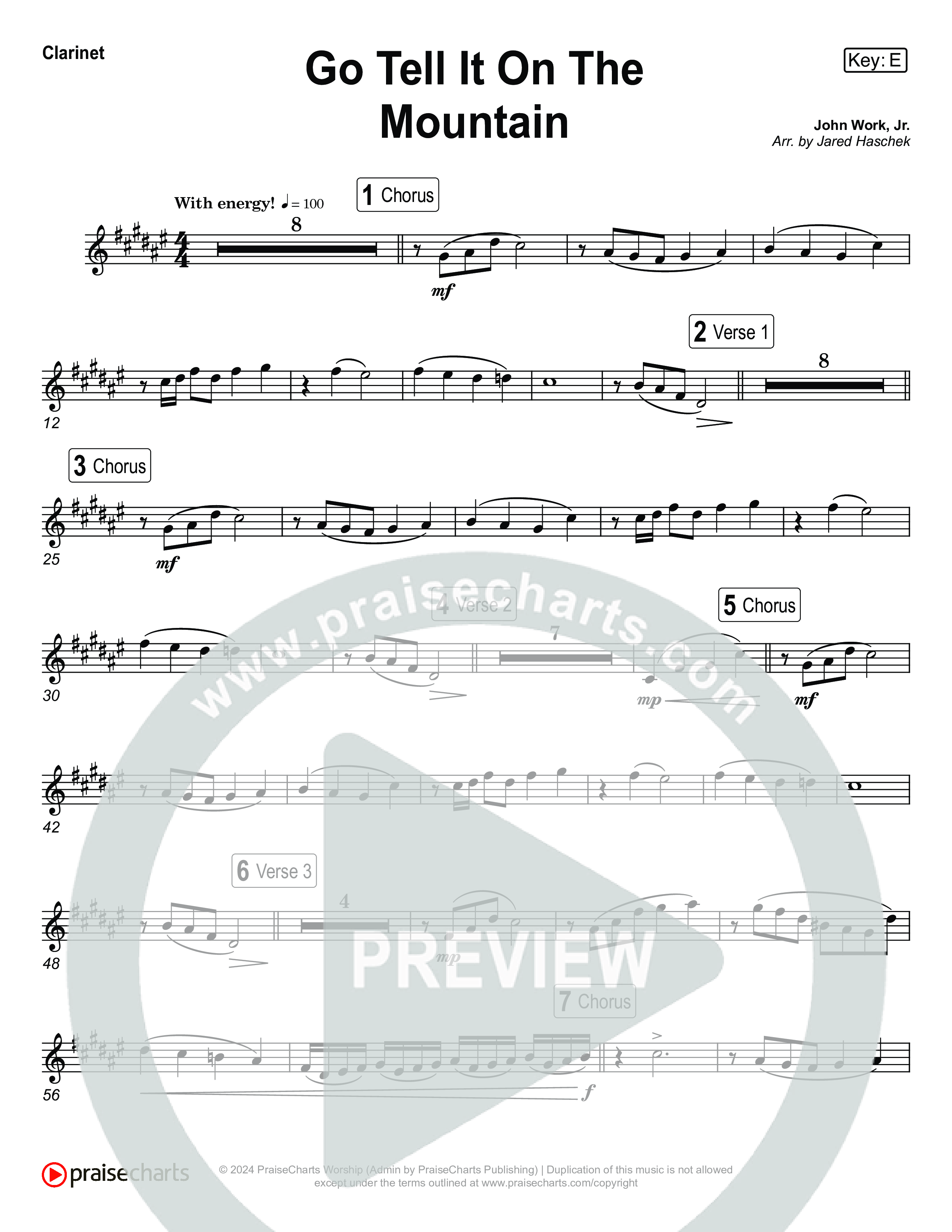 Go Tell It On The Mountain (Live) Clarinet 1,2 (Museum Of The Bible / Tasha Layton / Anthony Evans / Indiana Wesleyan University Choir / Arr. Jared Haschek)