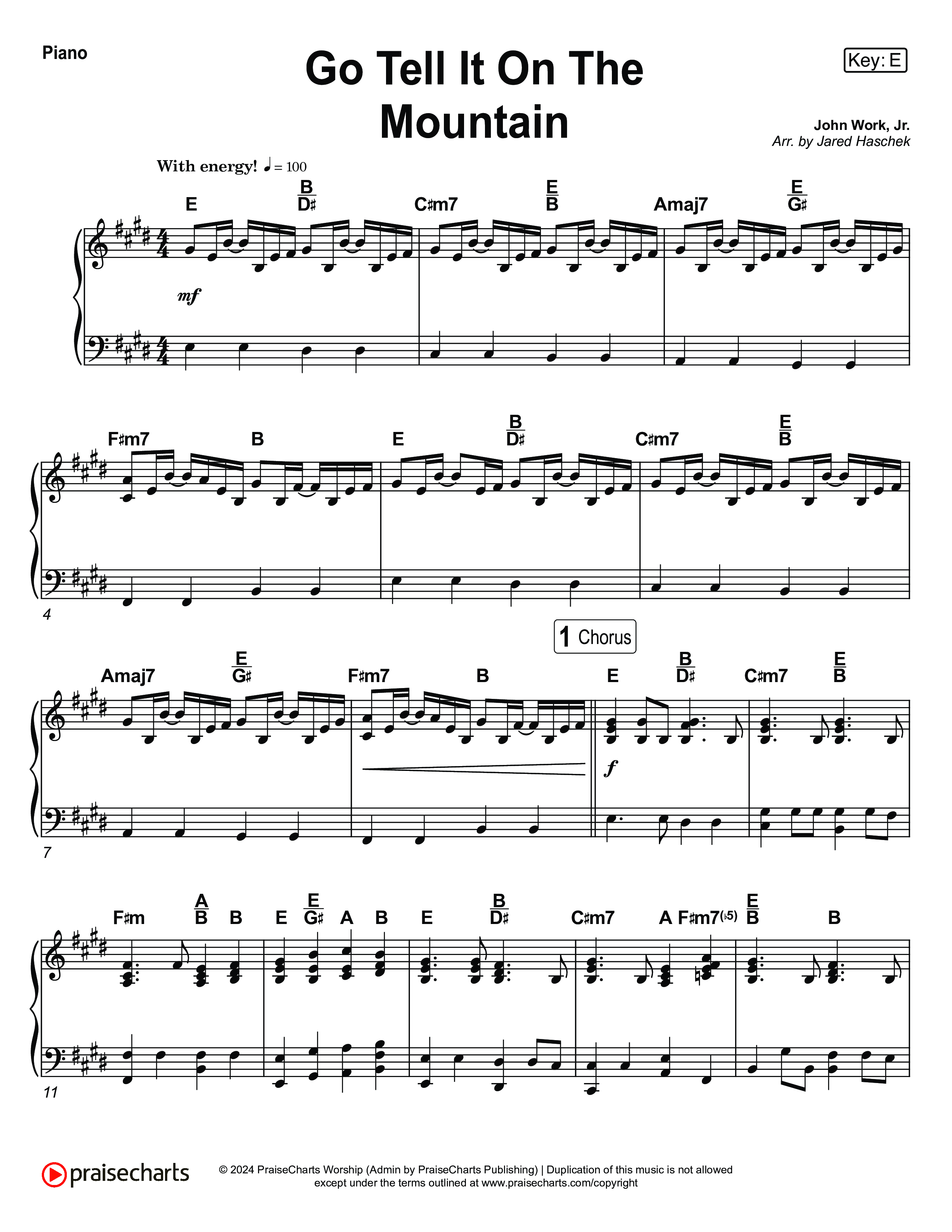 Go Tell It On The Mountain (Live) Piano Sheet (Museum Of The Bible / Tasha Layton / Anthony Evans / Indiana Wesleyan University Choir / Arr. Jared Haschek)