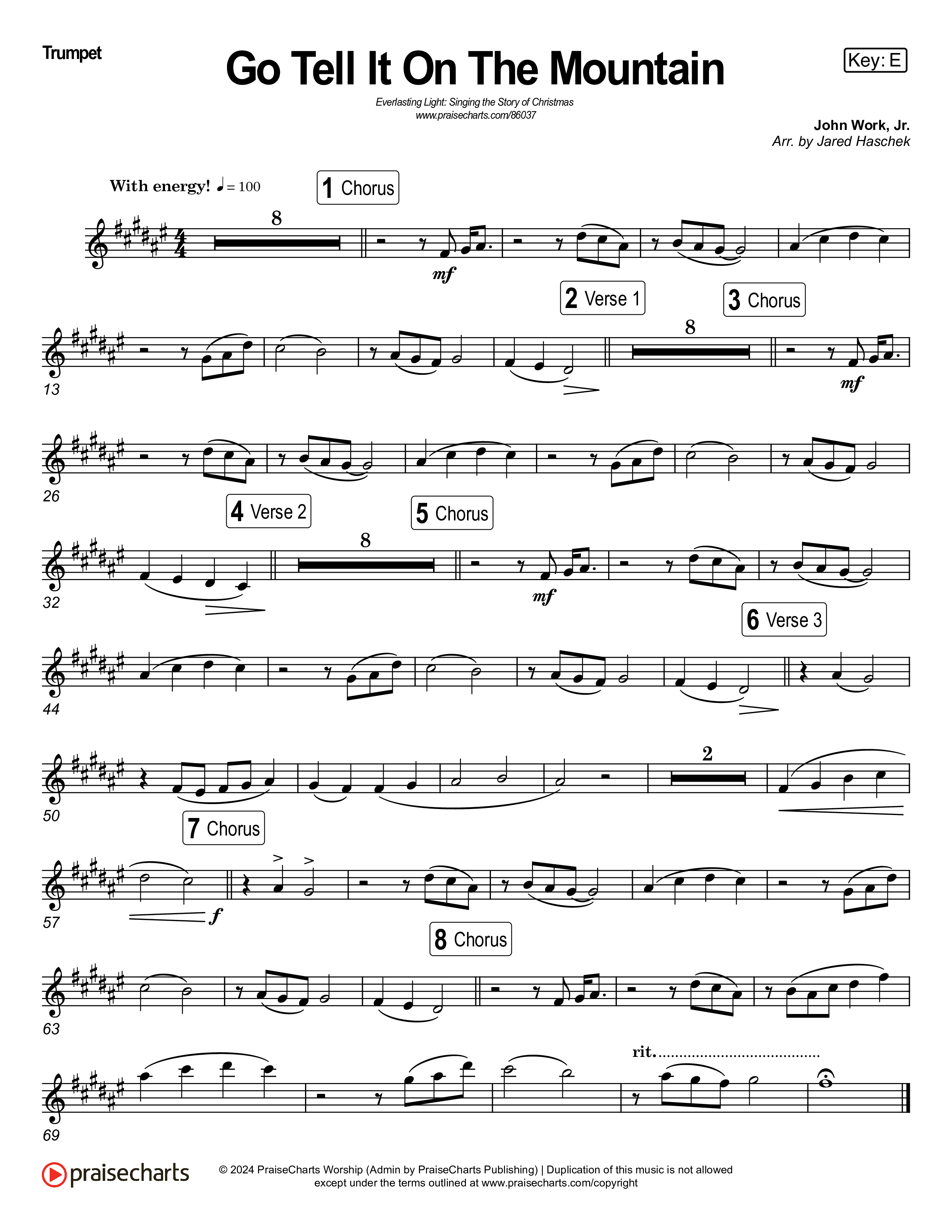 Go Tell It On The Mountain (Live) Trumpet 1,2 (Museum Of The Bible / Tasha Layton / Anthony Evans / Indiana Wesleyan University Choir / Arr. Jared Haschek)