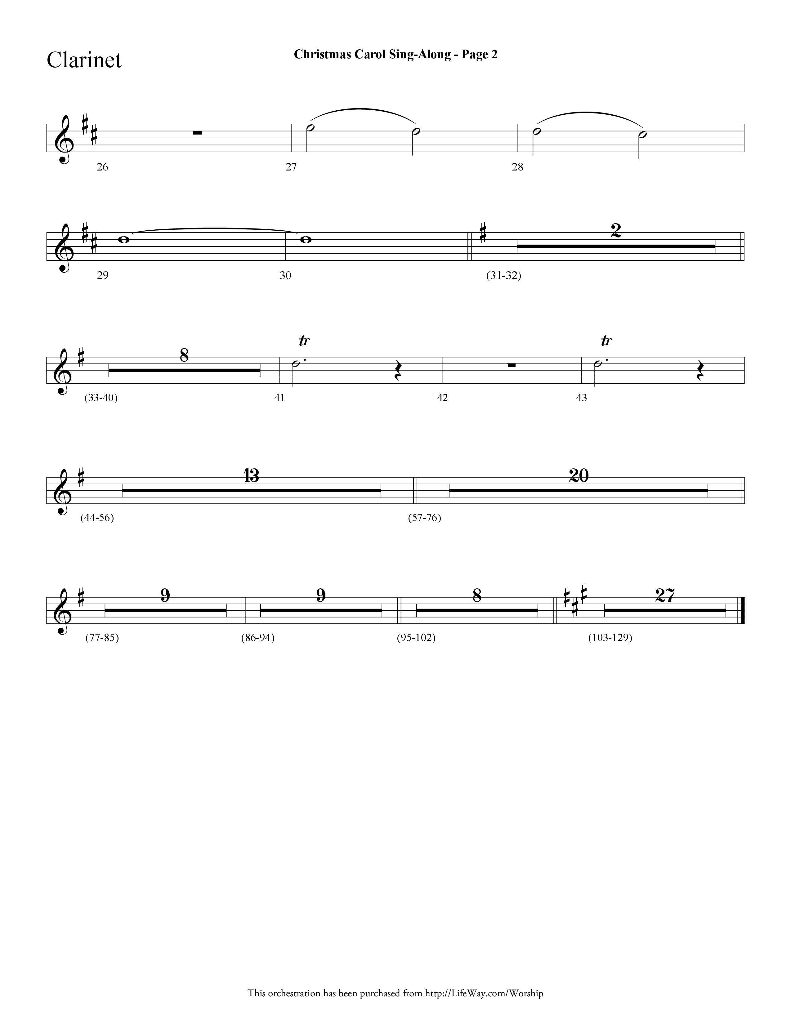 Christmas Carol Sing-Along (Choral Anthem SATB) Clarinet (Lifeway Choral / Arr. Dave Williamson)