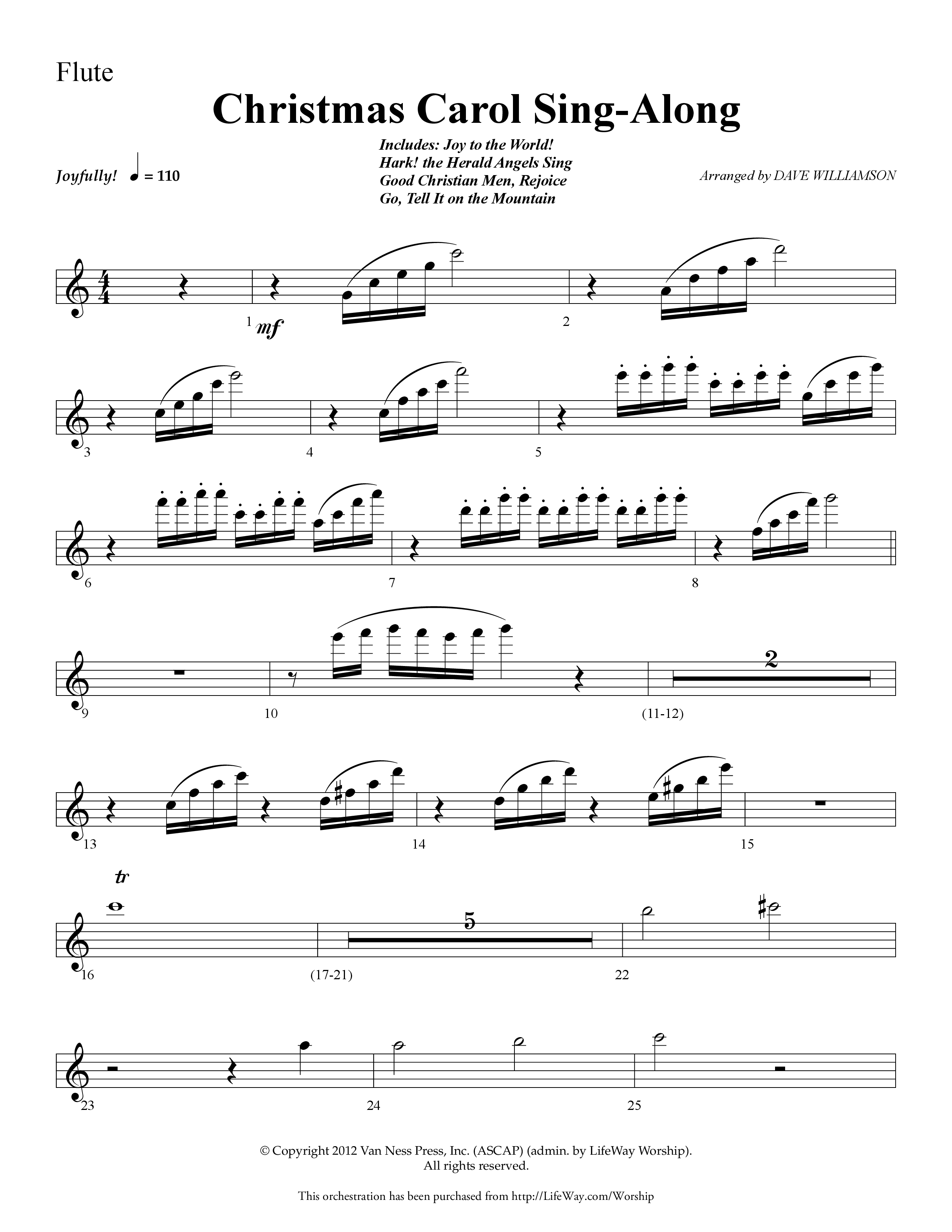 Christmas Carol Sing-Along (Choral Anthem SATB) Flute (Lifeway Choral / Arr. Dave Williamson)