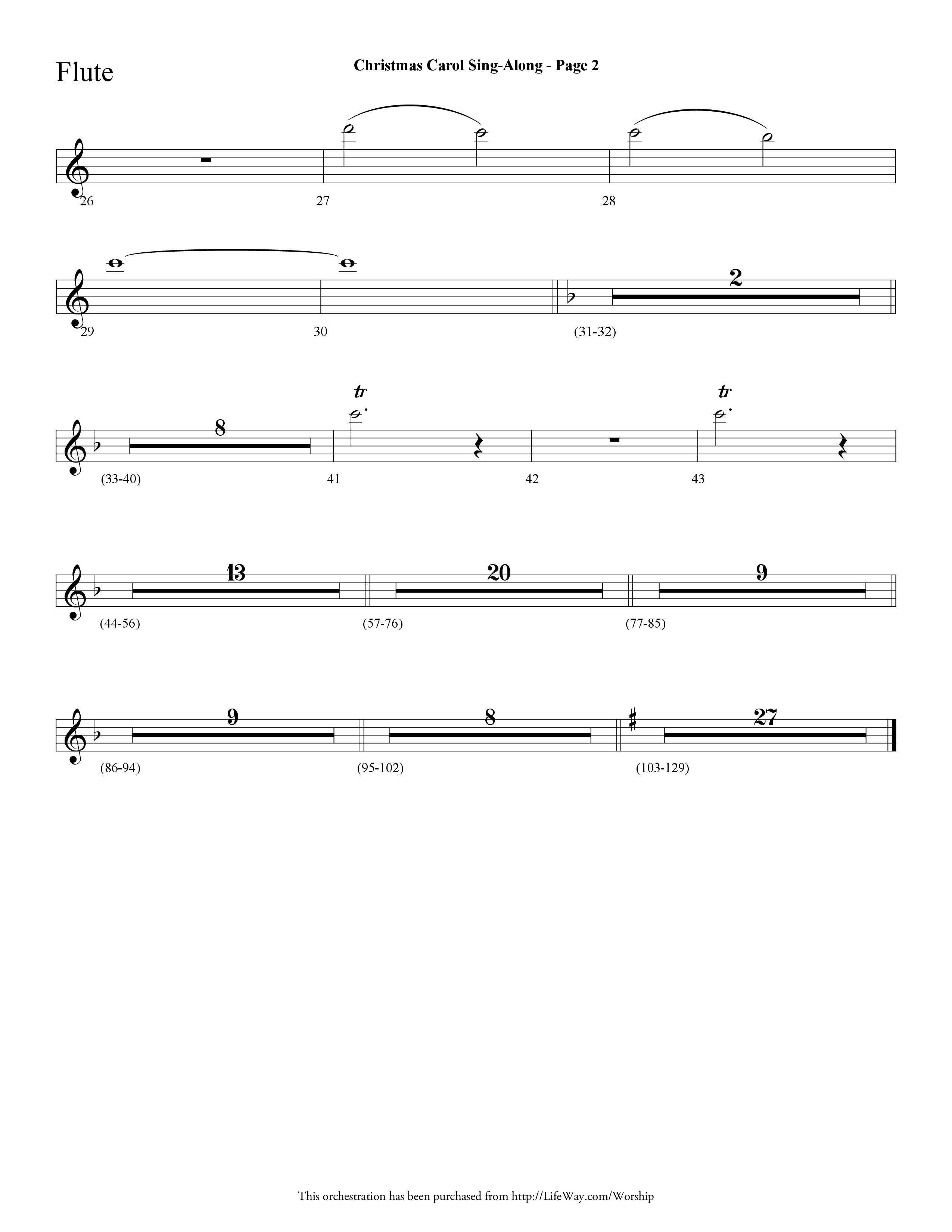 Christmas Carol Sing-Along (Choral Anthem SATB) Flute (Lifeway Choral / Arr. Dave Williamson)