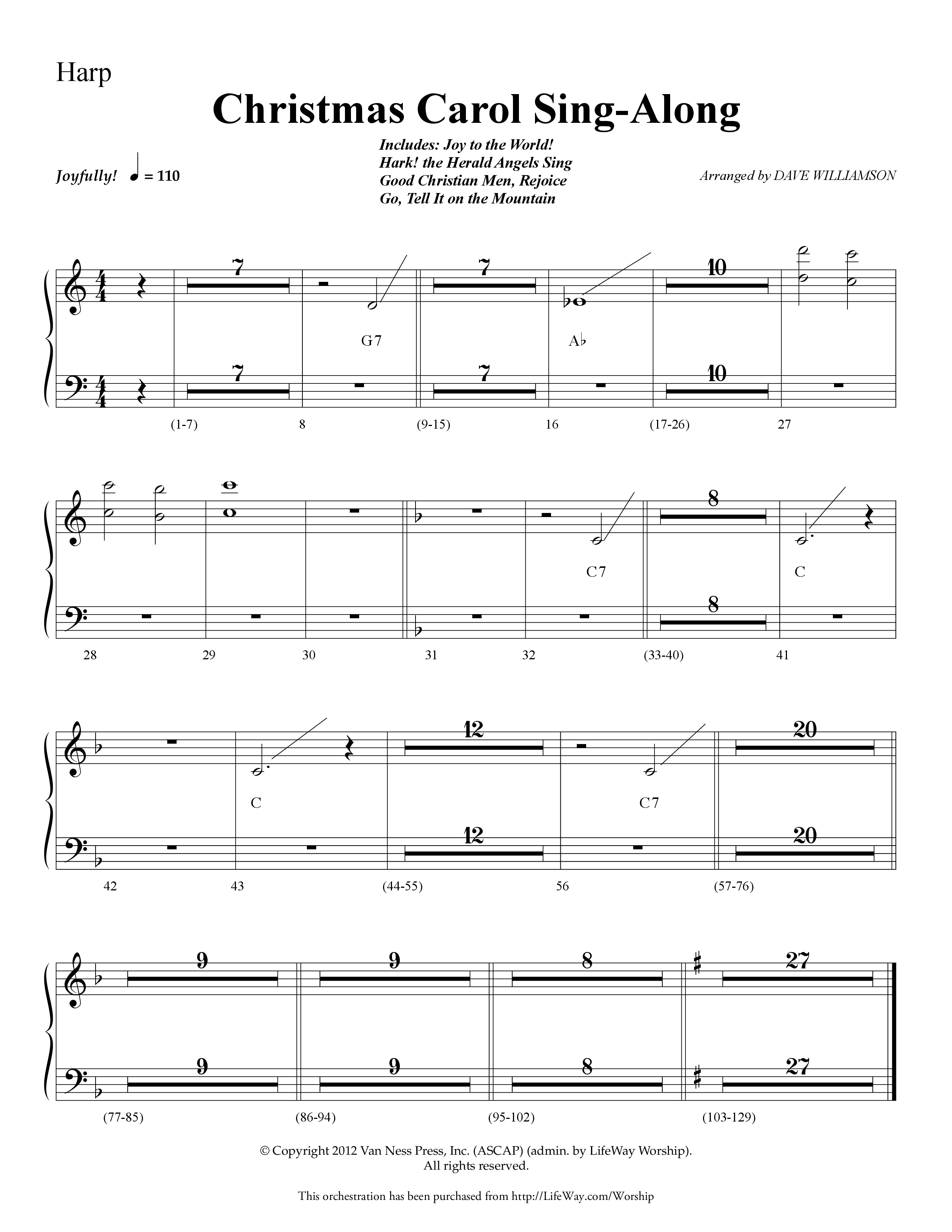 Christmas Carol Sing-Along (Choral Anthem SATB) Harp (Lifeway Choral / Arr. Dave Williamson)