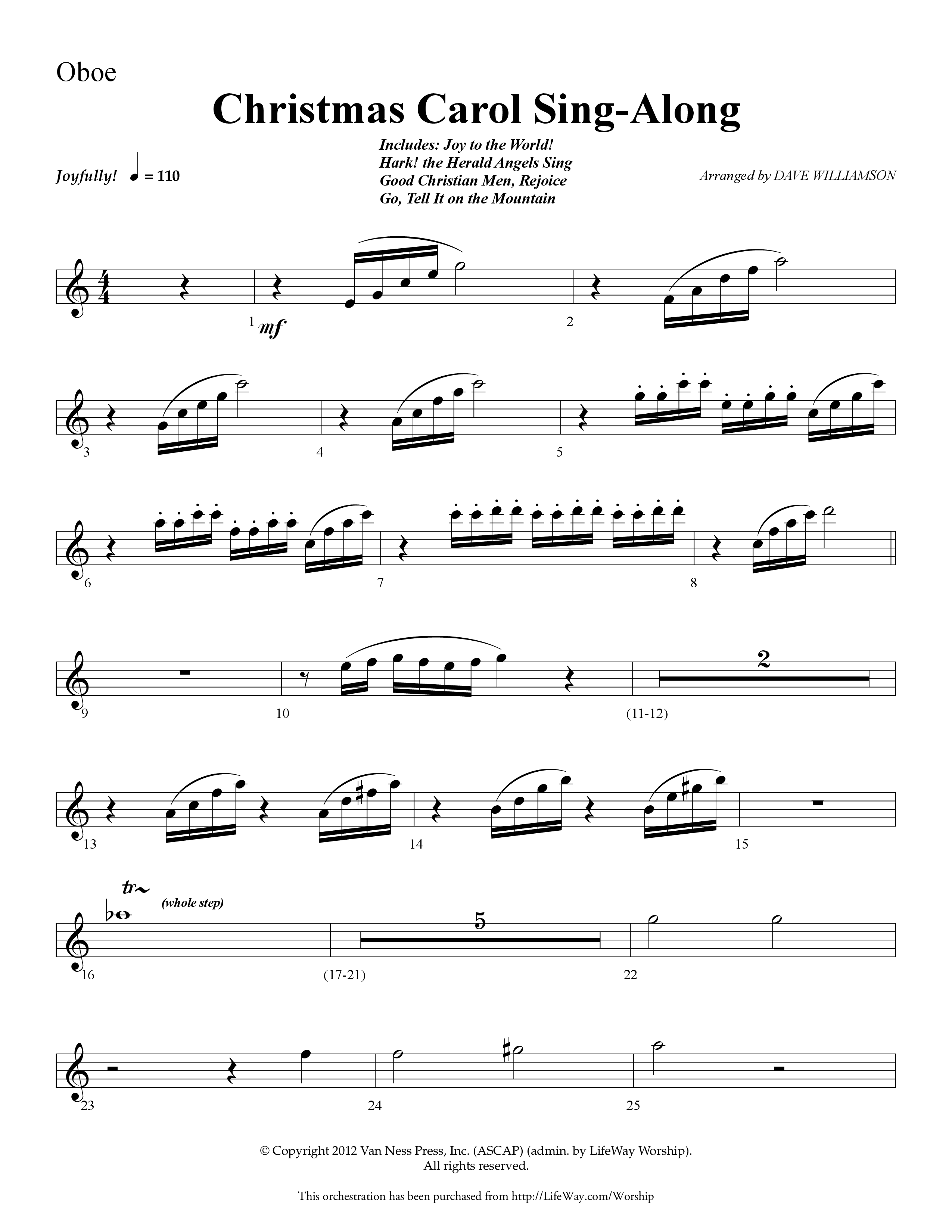 Christmas Carol Sing-Along (Choral Anthem SATB) Oboe (Lifeway Choral / Arr. Dave Williamson)