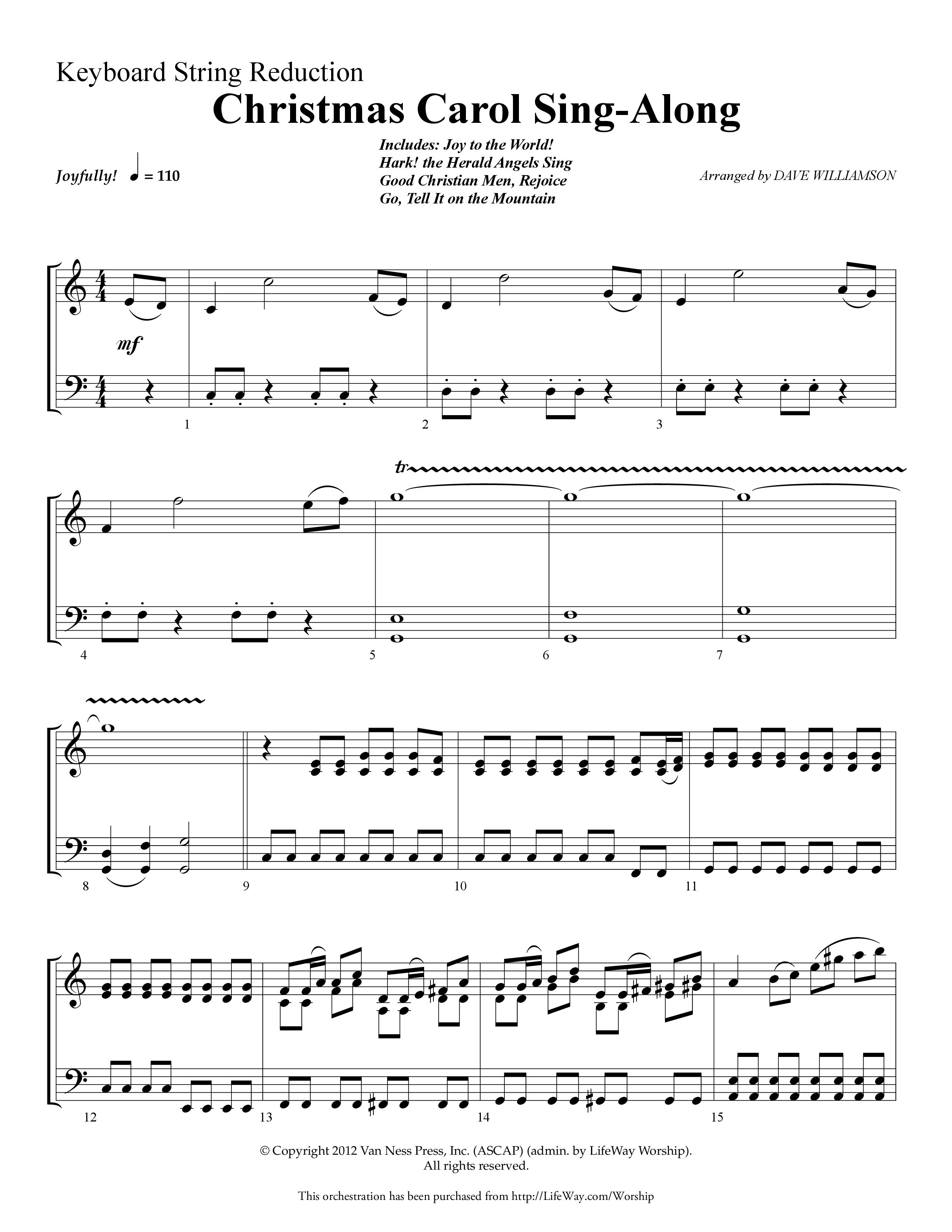 Christmas Carol Sing-Along (Choral Anthem SATB) String Reduction (Lifeway Choral / Arr. Dave Williamson)