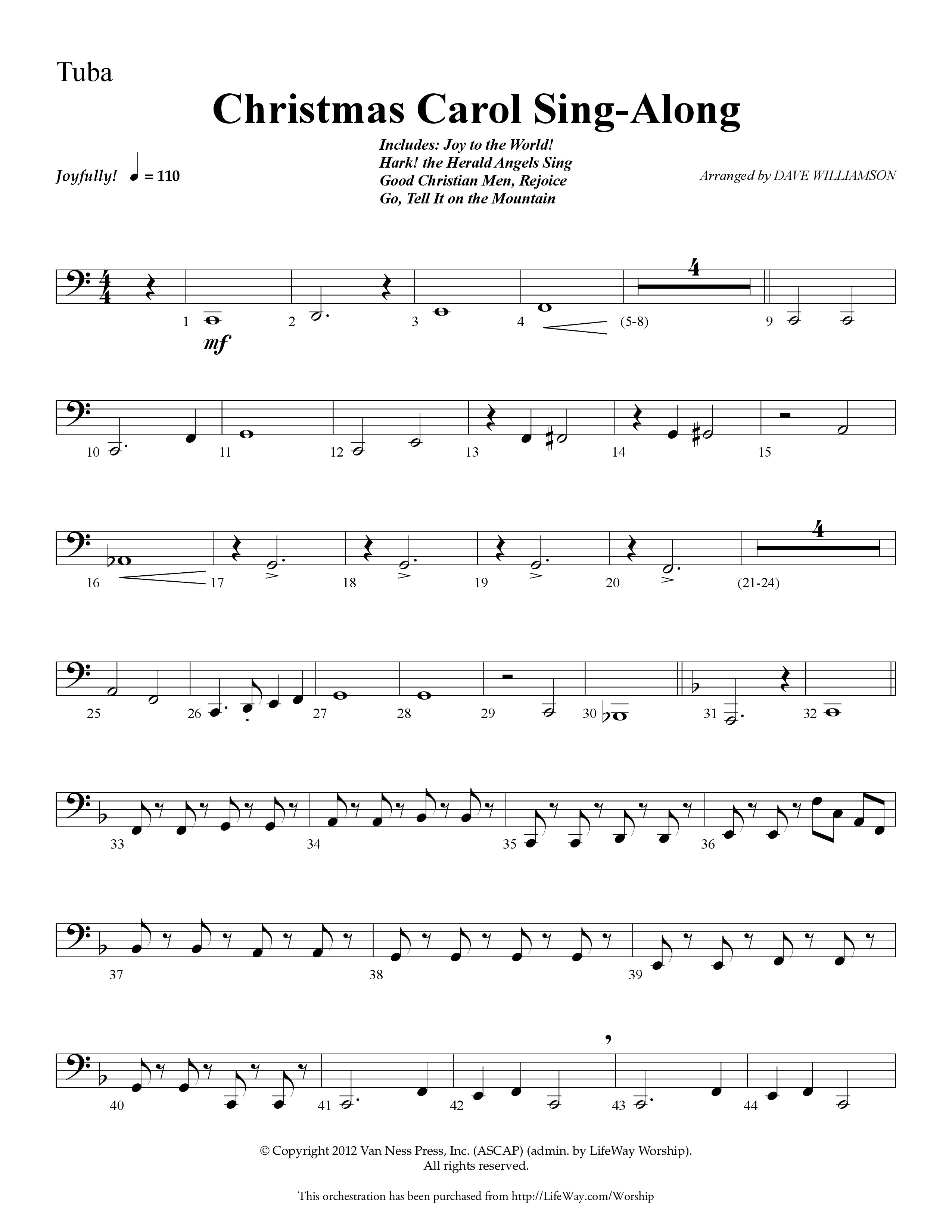Christmas Carol Sing-Along (Choral Anthem SATB) Tuba (Lifeway Choral / Arr. Dave Williamson)