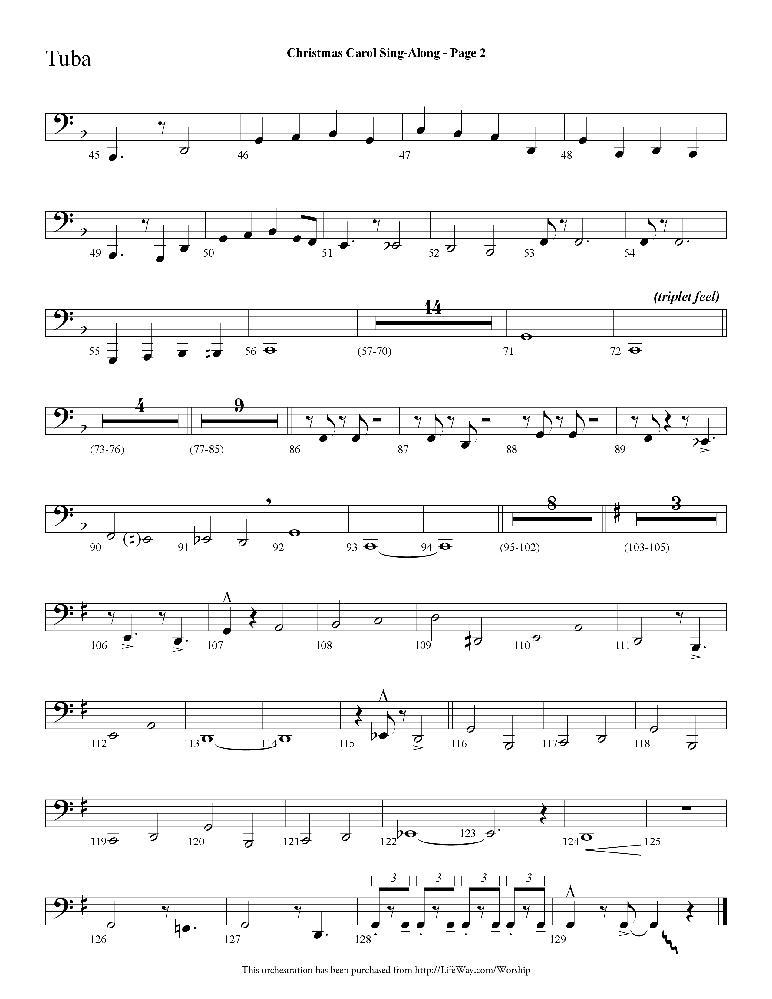 Christmas Carol Sing-Along (Choral Anthem SATB) Tuba (Lifeway Choral / Arr. Dave Williamson)
