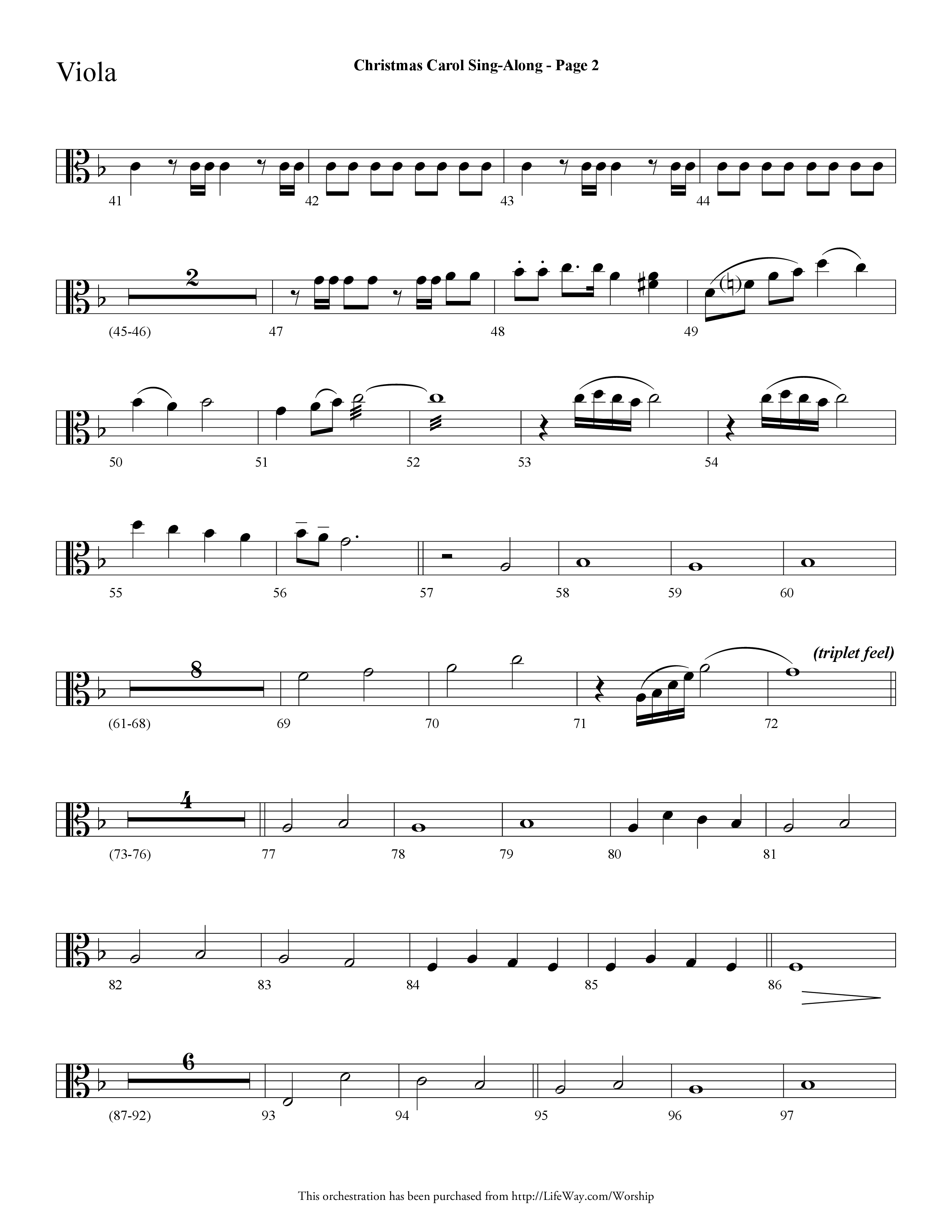 Christmas Carol Sing-Along (Choral Anthem SATB) Viola (Lifeway Choral / Arr. Dave Williamson)