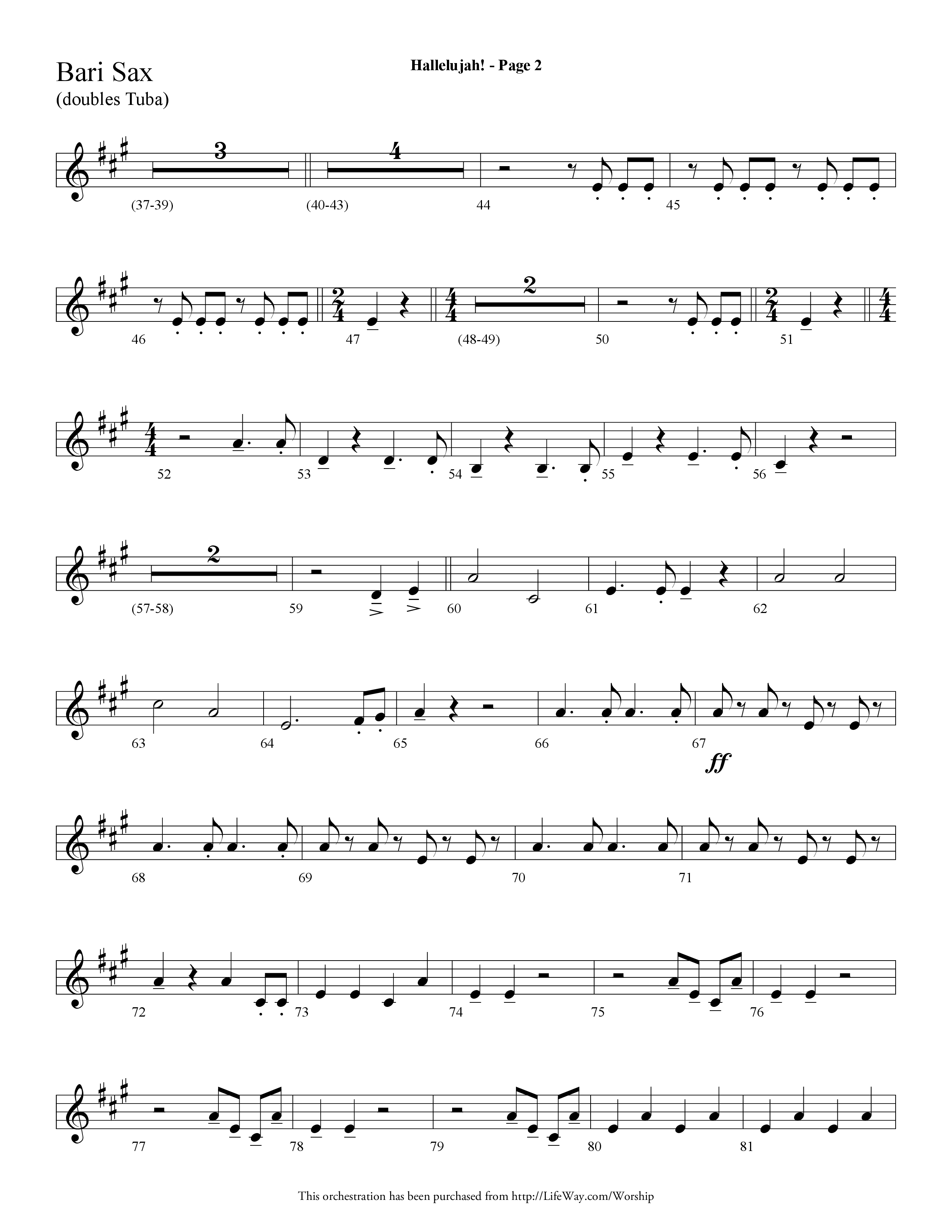 Hallelujah (Choral Anthem SATB) Bari Sax (Lifeway Choral / Arr. Dave Williamson)