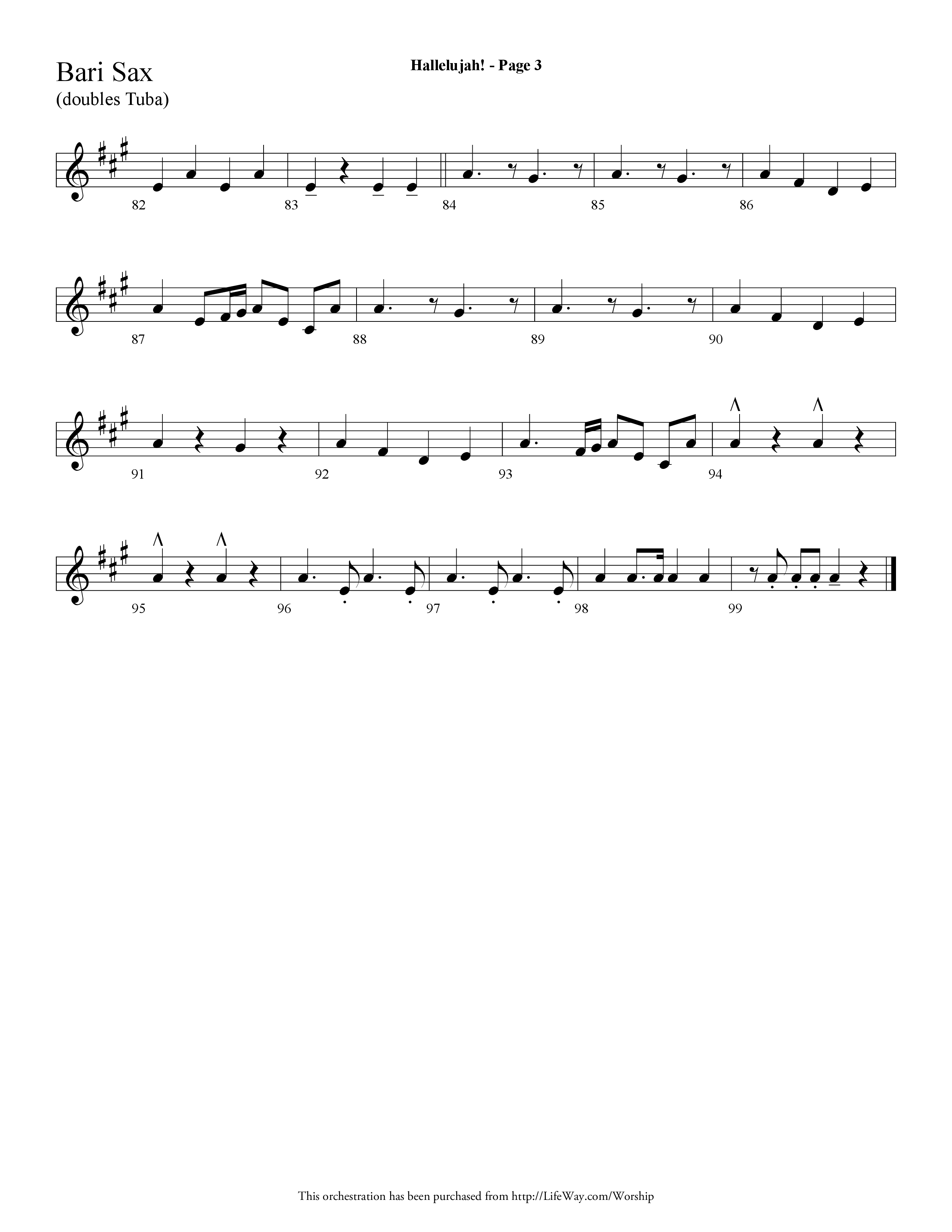 Hallelujah (Choral Anthem SATB) Bari Sax (Lifeway Choral / Arr. Dave Williamson)