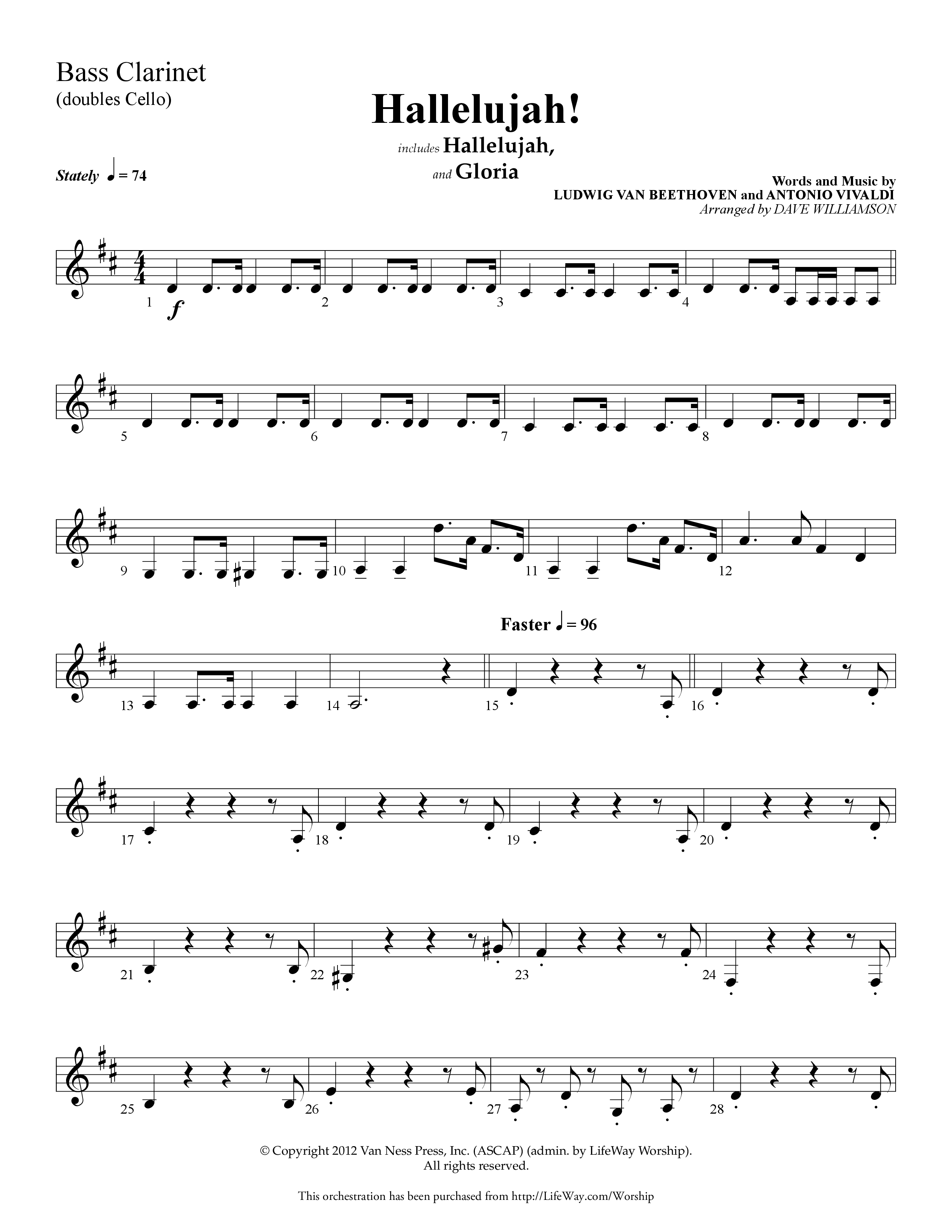 Hallelujah (Choral Anthem SATB) Bass Clarinet (Lifeway Choral / Arr. Dave Williamson)