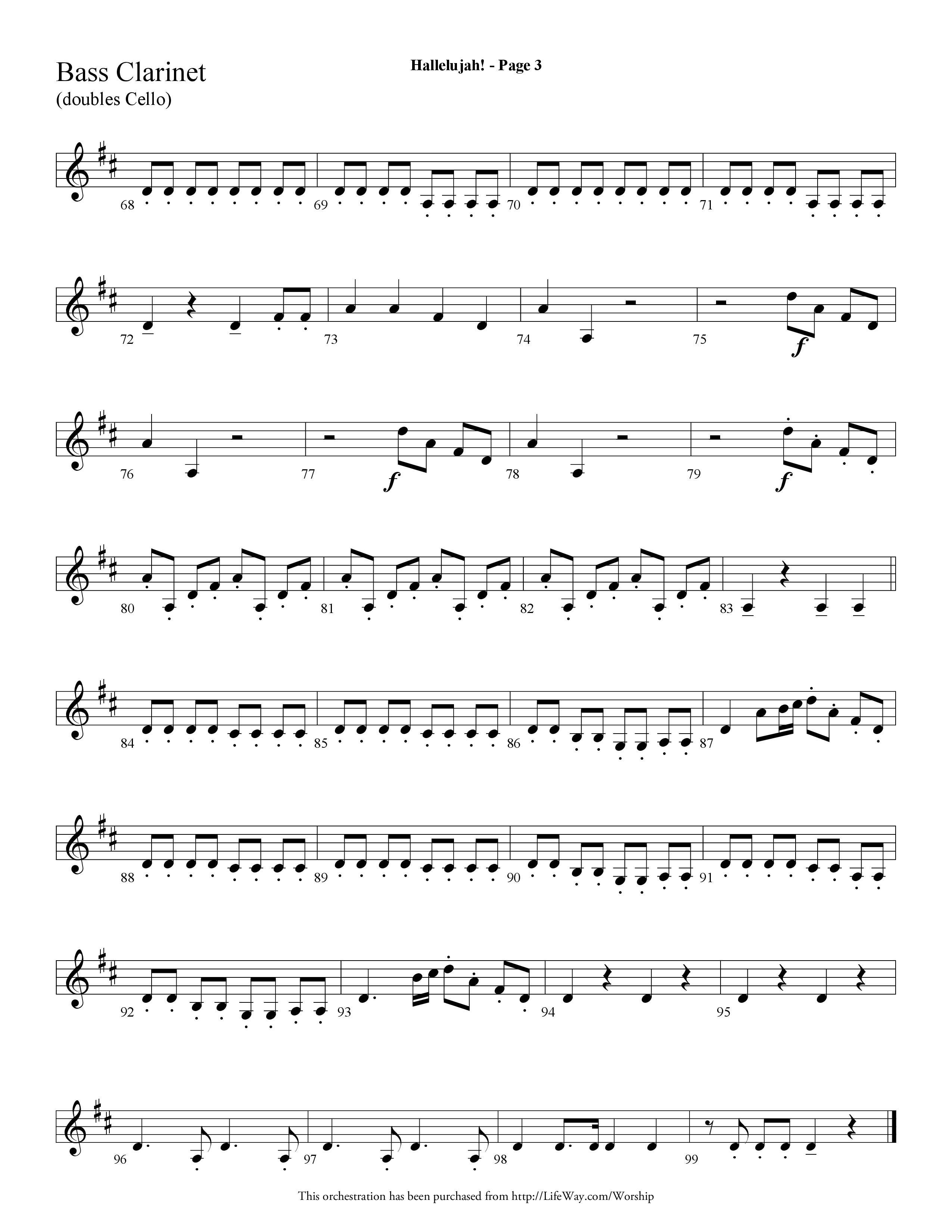 Hallelujah (Choral Anthem SATB) Bass Clarinet (Lifeway Choral / Arr. Dave Williamson)