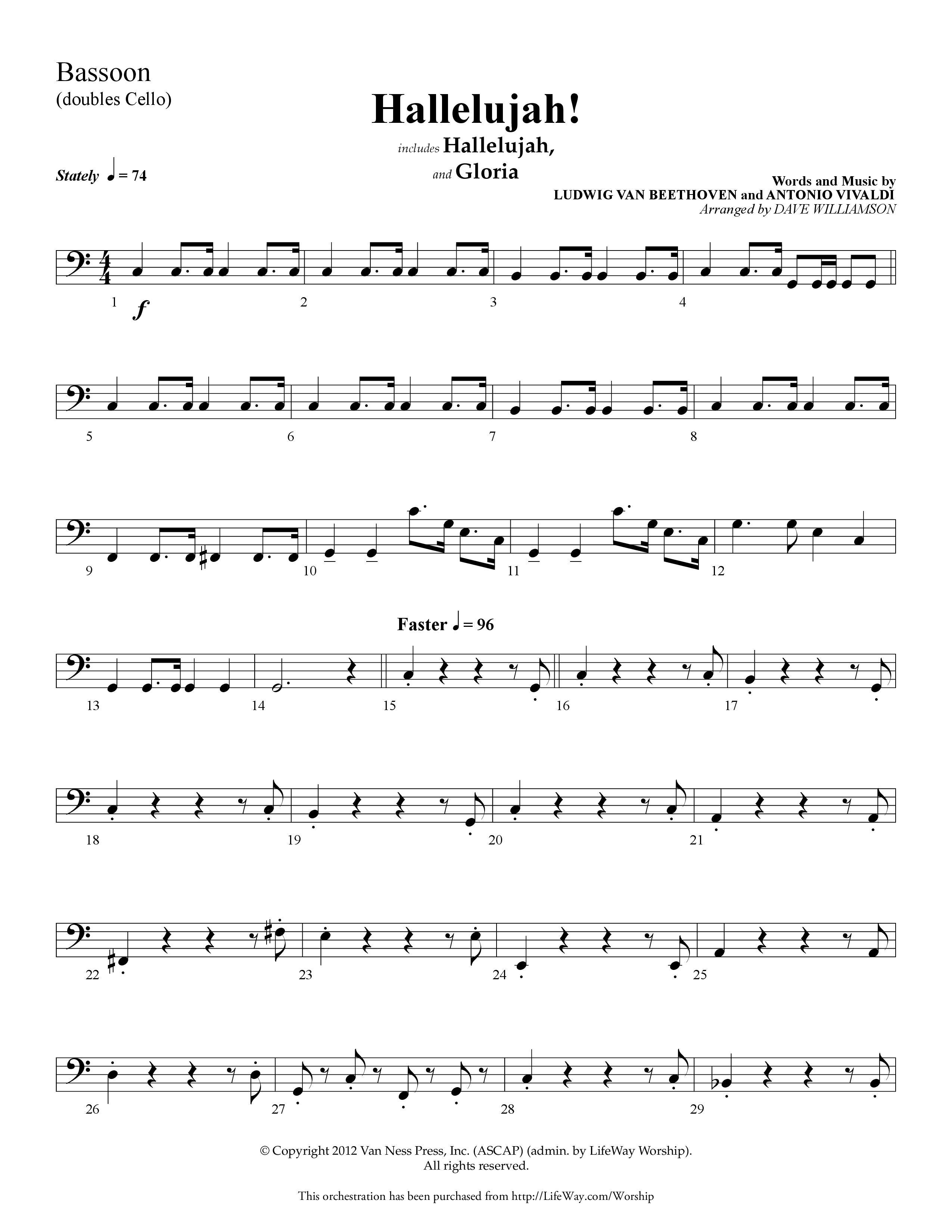 Hallelujah (Choral Anthem SATB) Bassoon (Lifeway Choral / Arr. Dave Williamson)