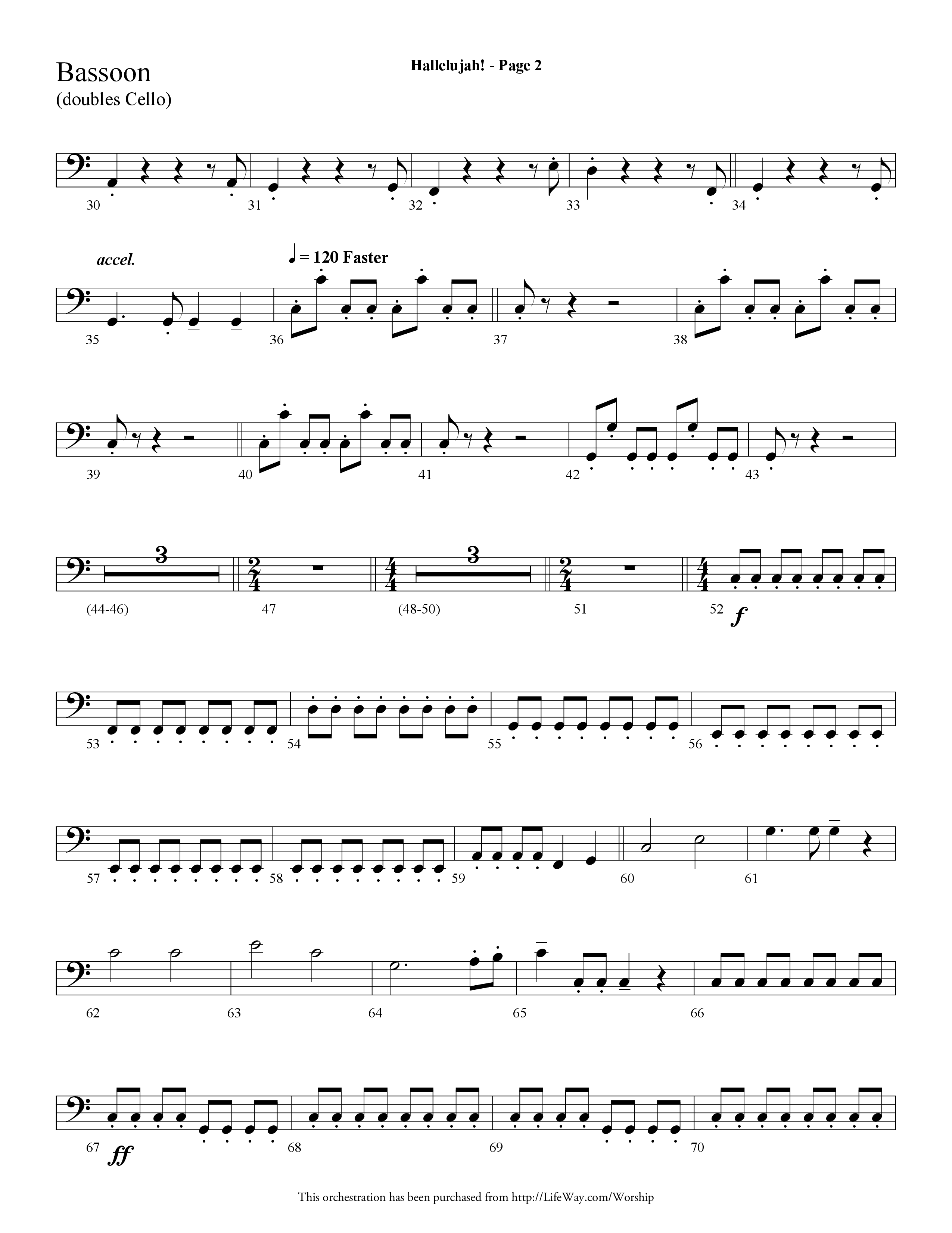 Hallelujah (Choral Anthem SATB) Bassoon (Lifeway Choral / Arr. Dave Williamson)