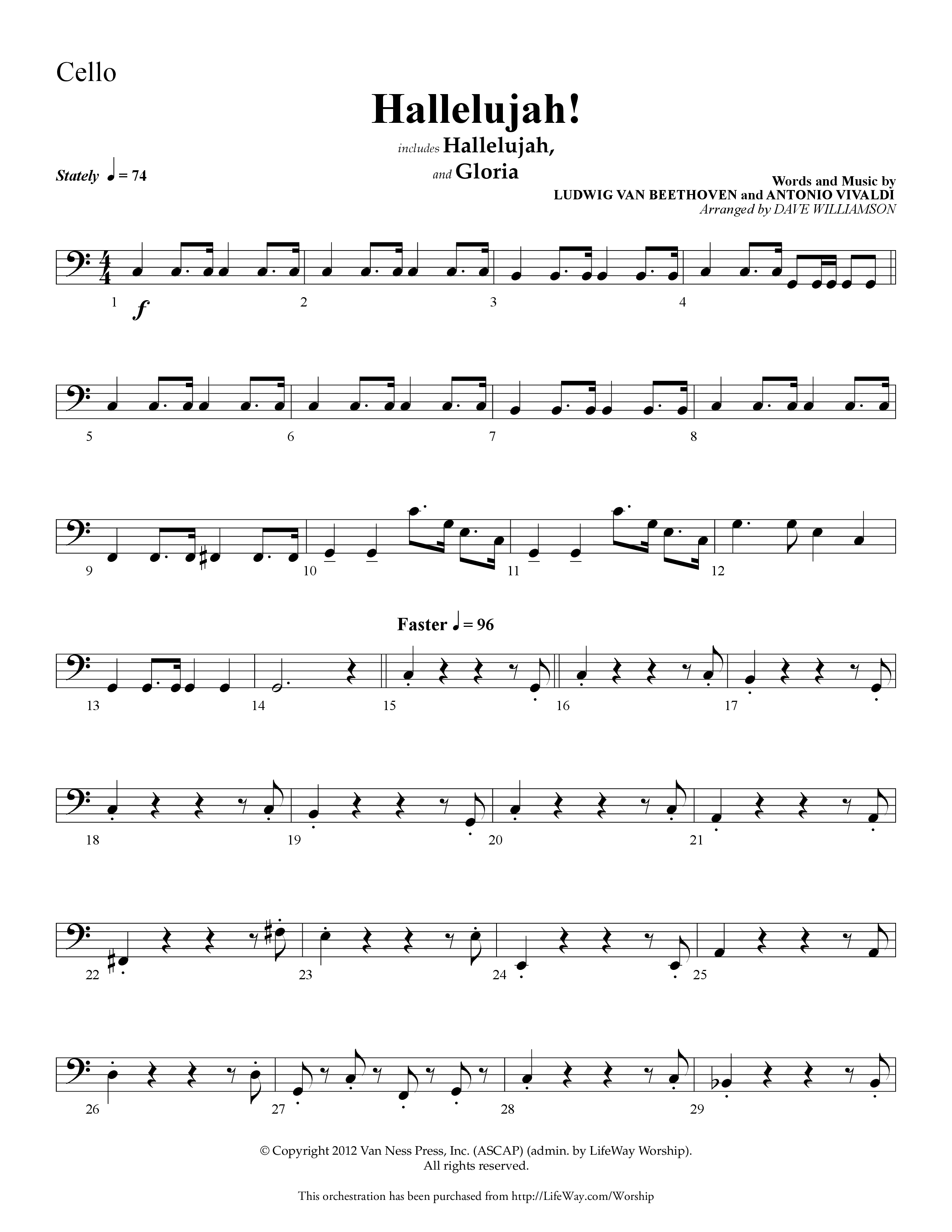 Hallelujah (Choral Anthem SATB) Cello (Lifeway Choral / Arr. Dave Williamson)