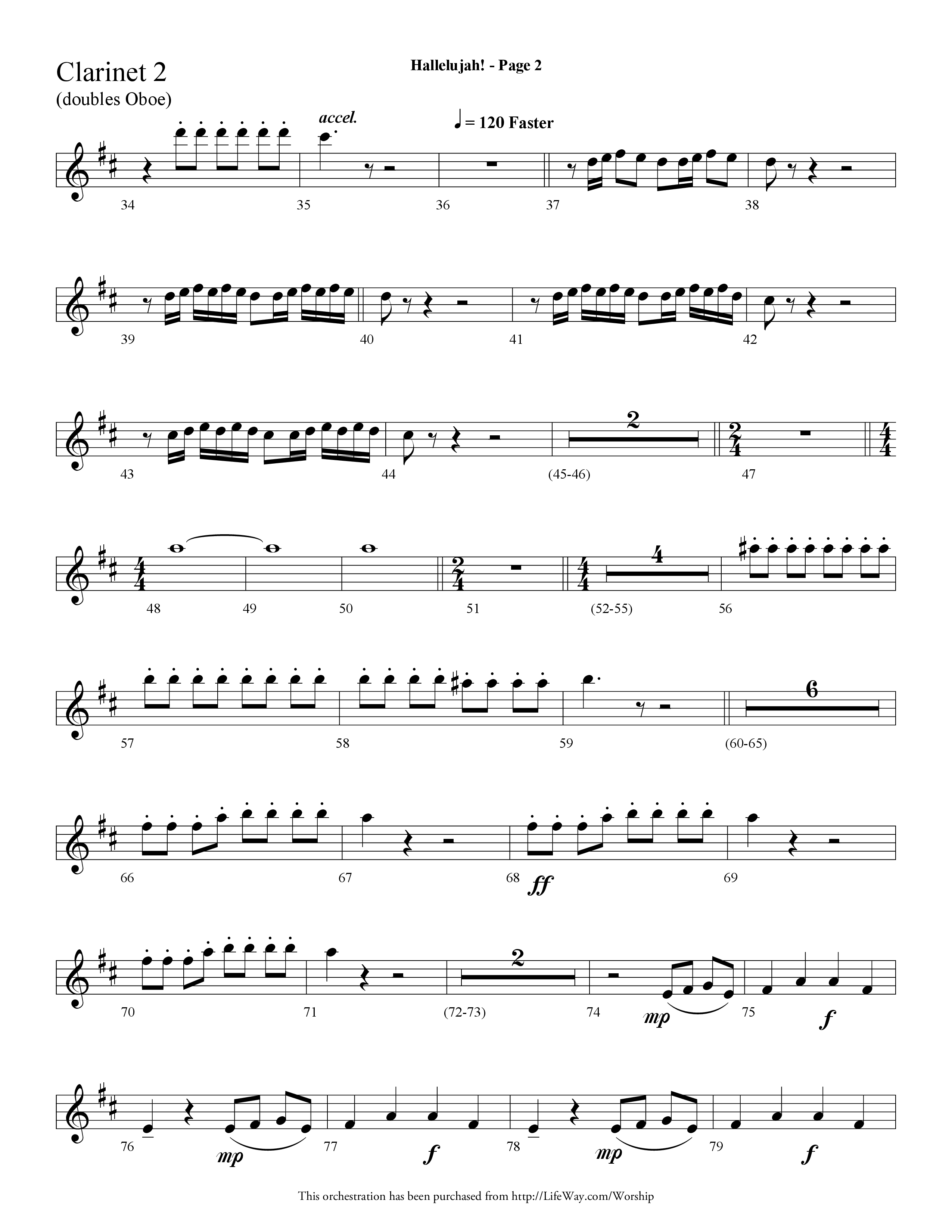 Hallelujah (Choral Anthem SATB) Clarinet 1/2 (Lifeway Choral / Arr. Dave Williamson)