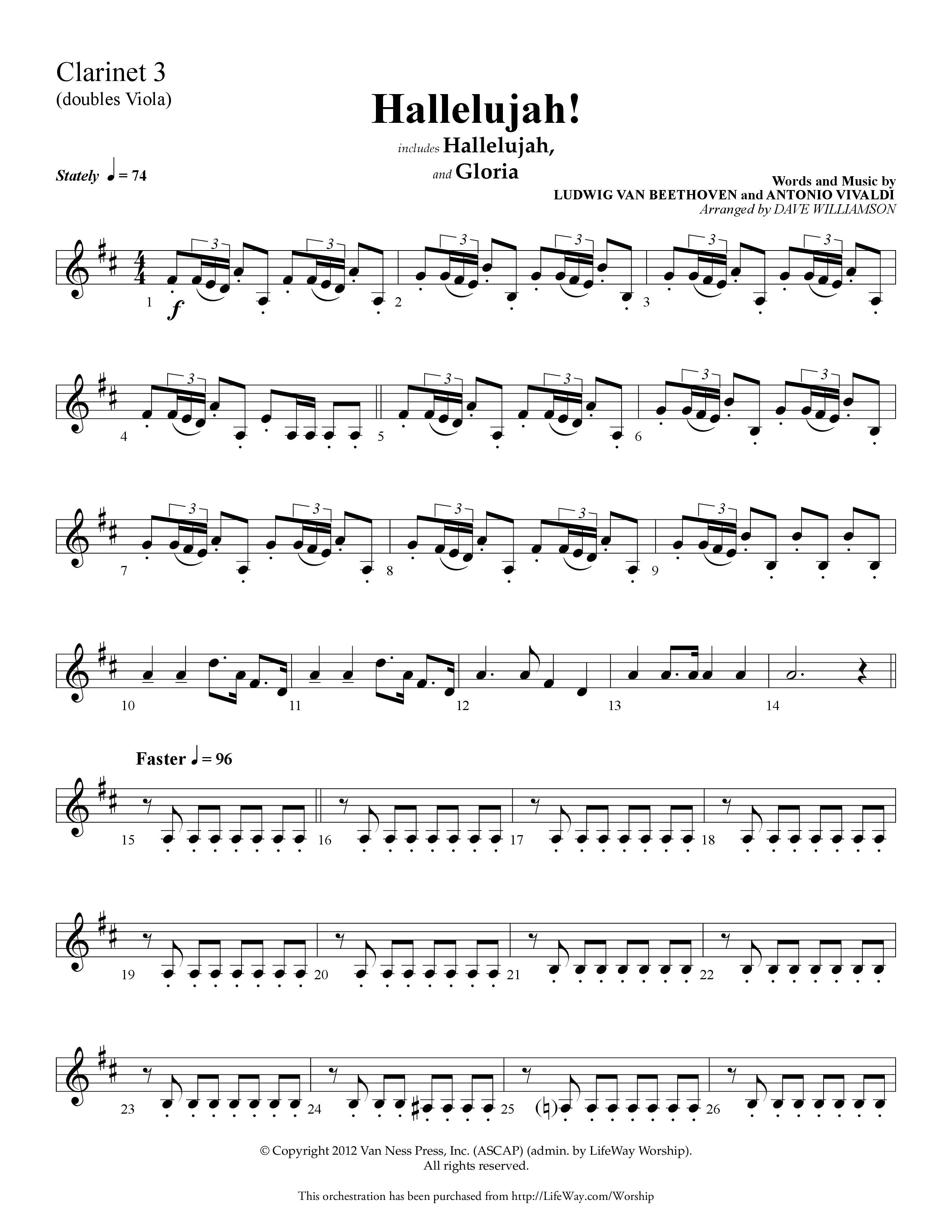 Hallelujah (Choral Anthem SATB) Clarinet 3 (Lifeway Choral / Arr. Dave Williamson)