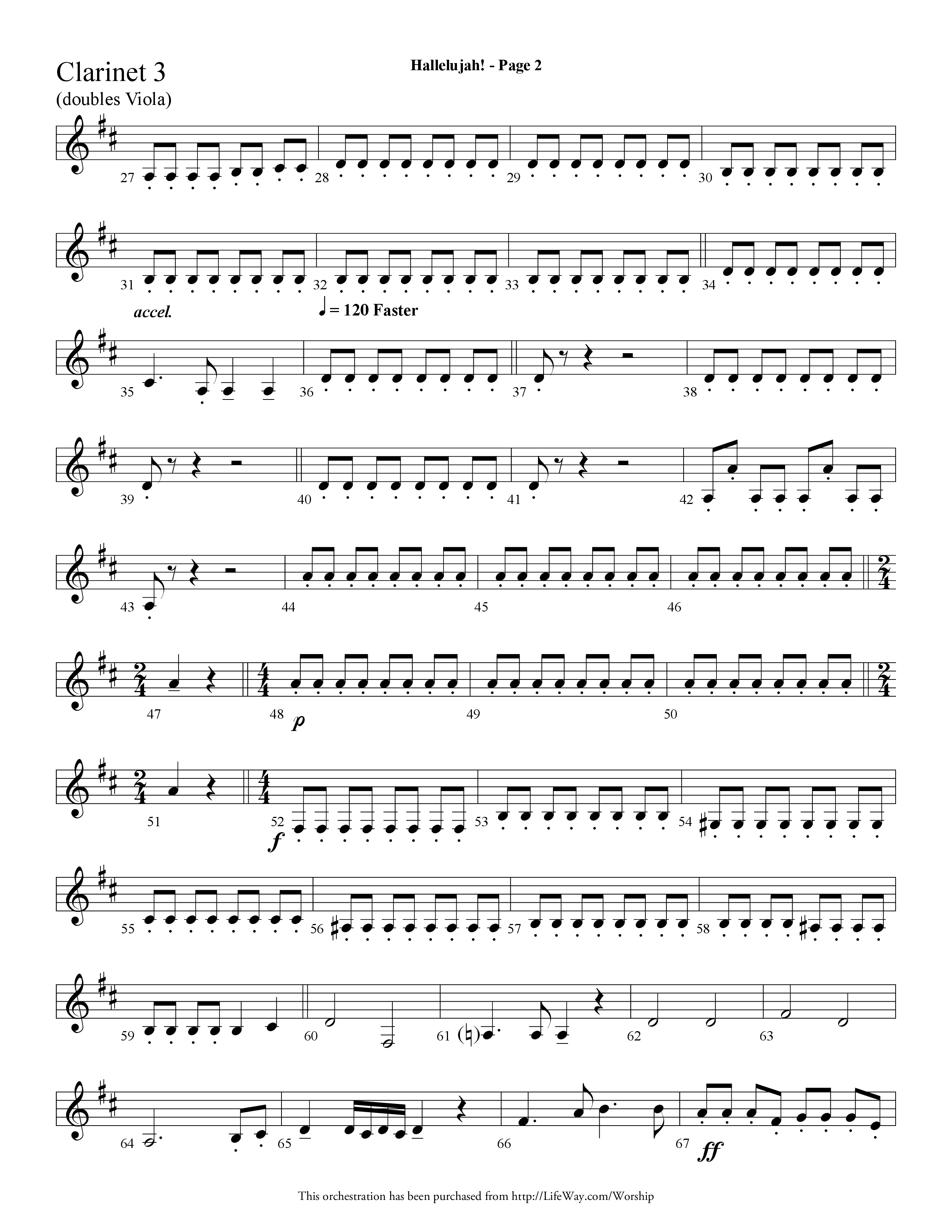Hallelujah (Choral Anthem SATB) Clarinet 3 (Lifeway Choral / Arr. Dave Williamson)
