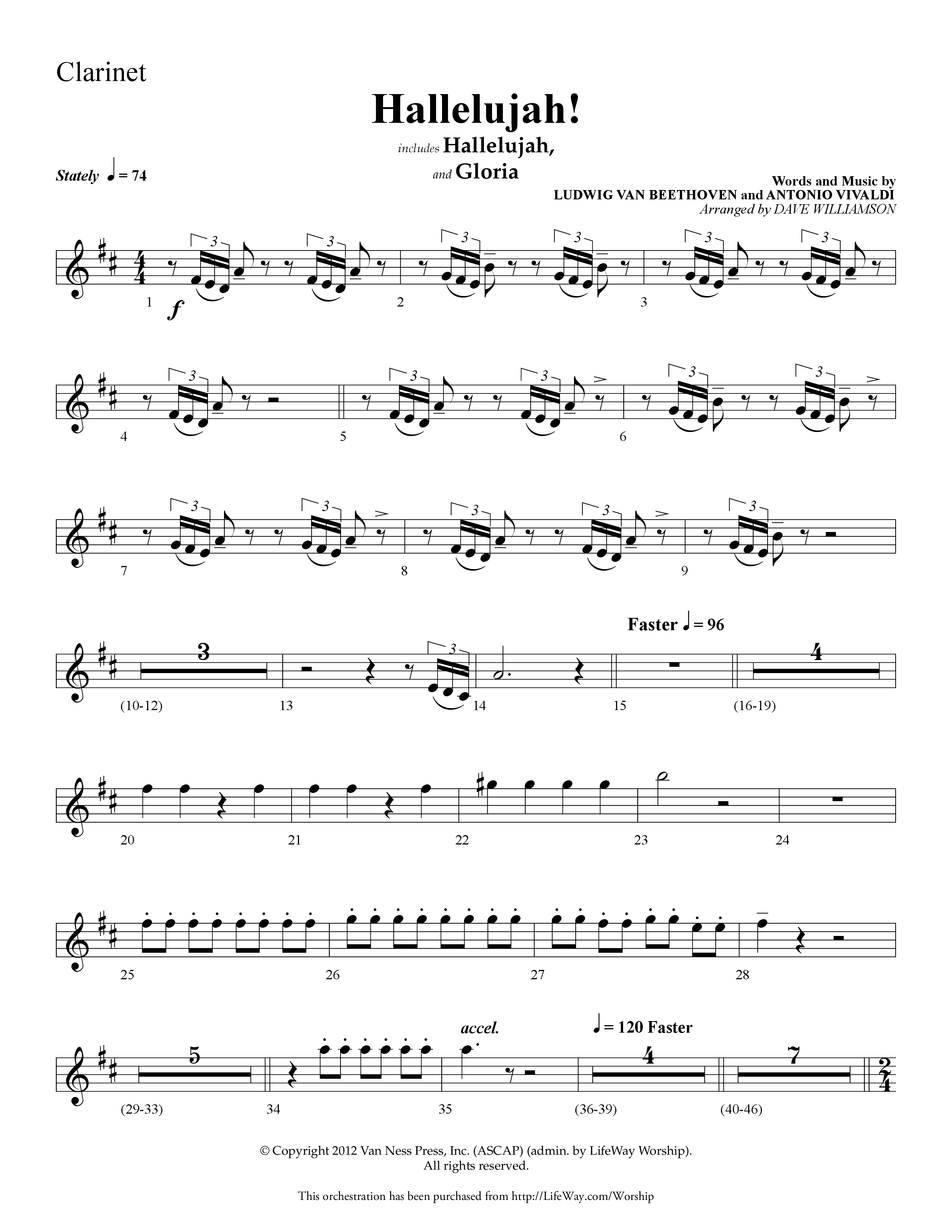 Hallelujah (Choral Anthem SATB) Clarinet (Lifeway Choral / Arr. Dave Williamson)
