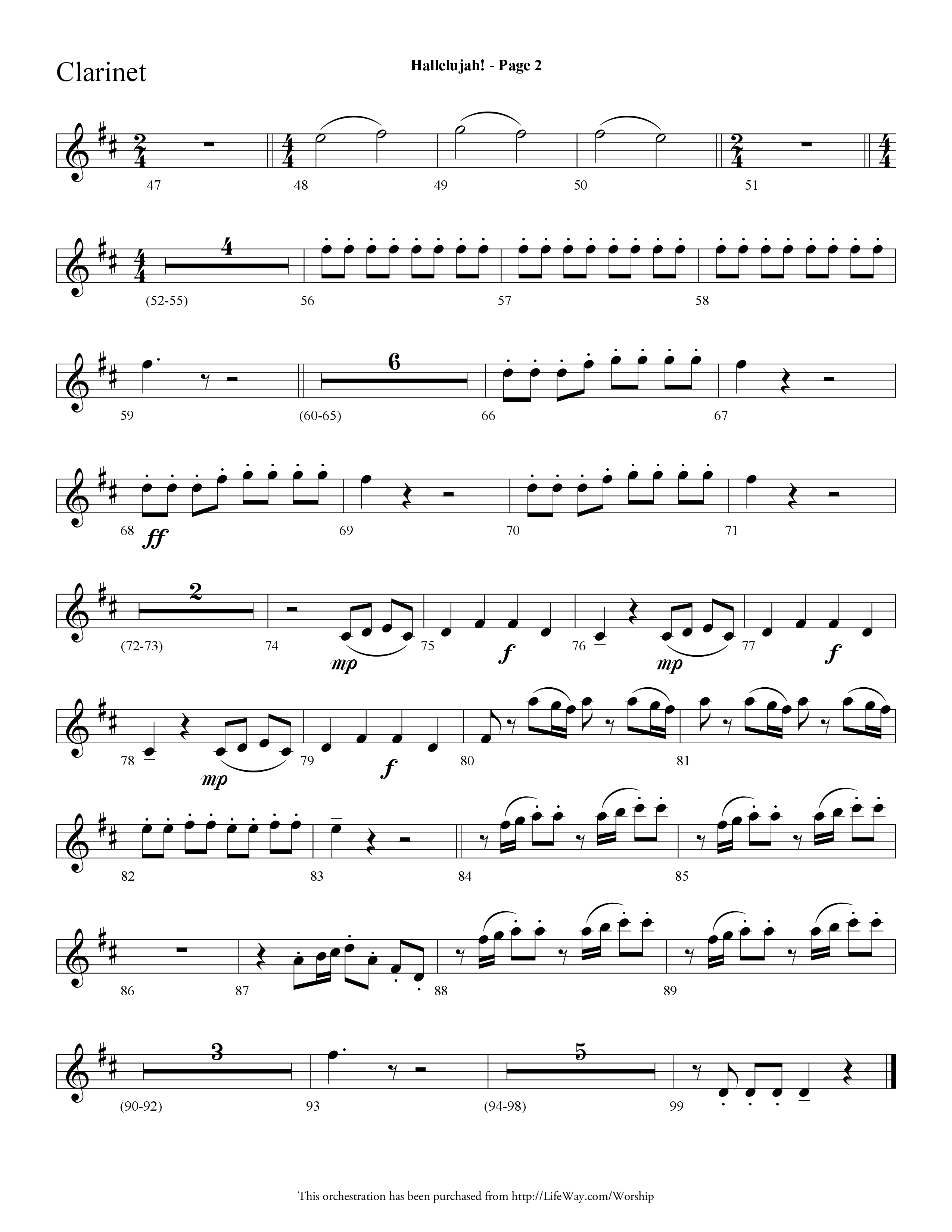 Hallelujah (Choral Anthem SATB) Clarinet (Lifeway Choral / Arr. Dave Williamson)