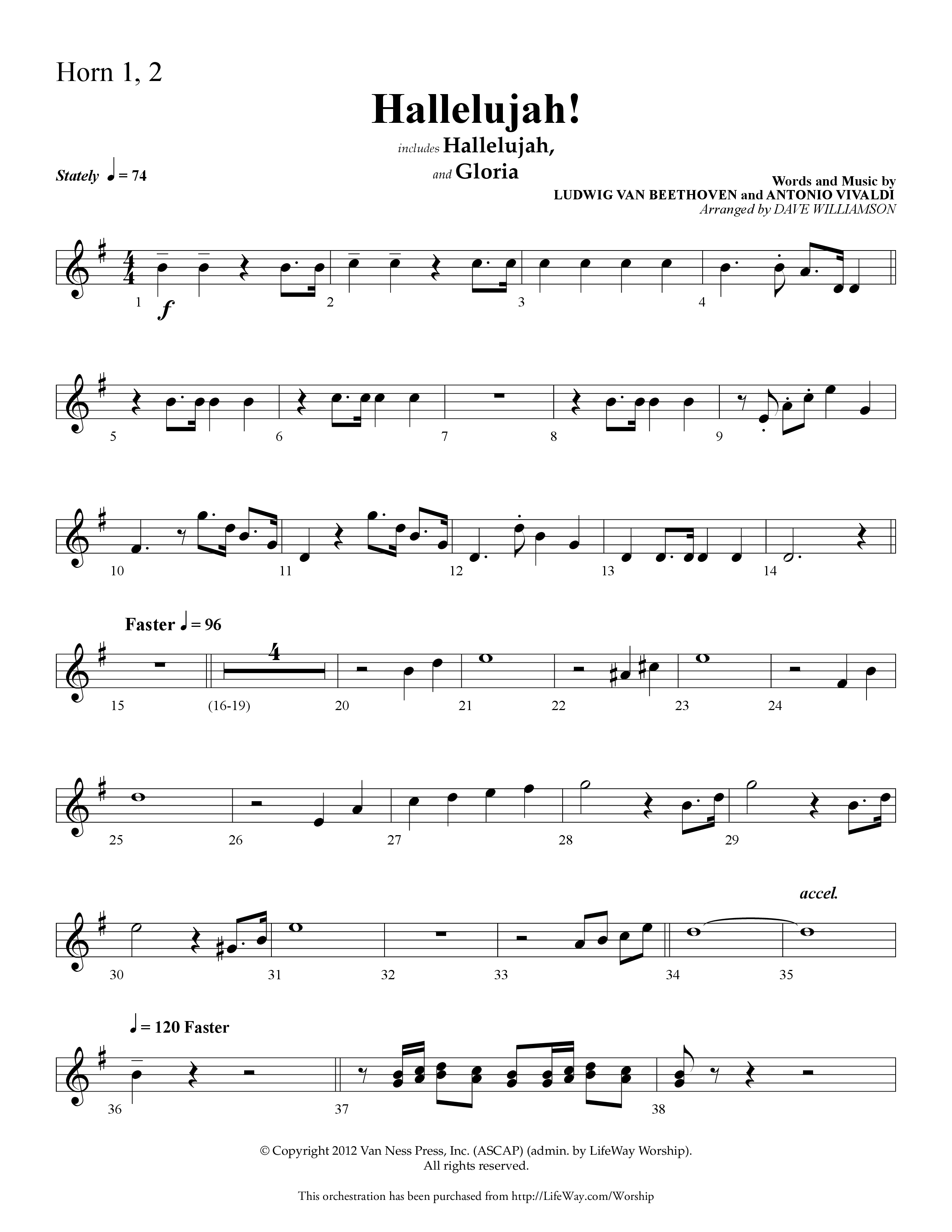 Hallelujah (Choral Anthem SATB) French Horn 1/2 (Lifeway Choral / Arr. Dave Williamson)
