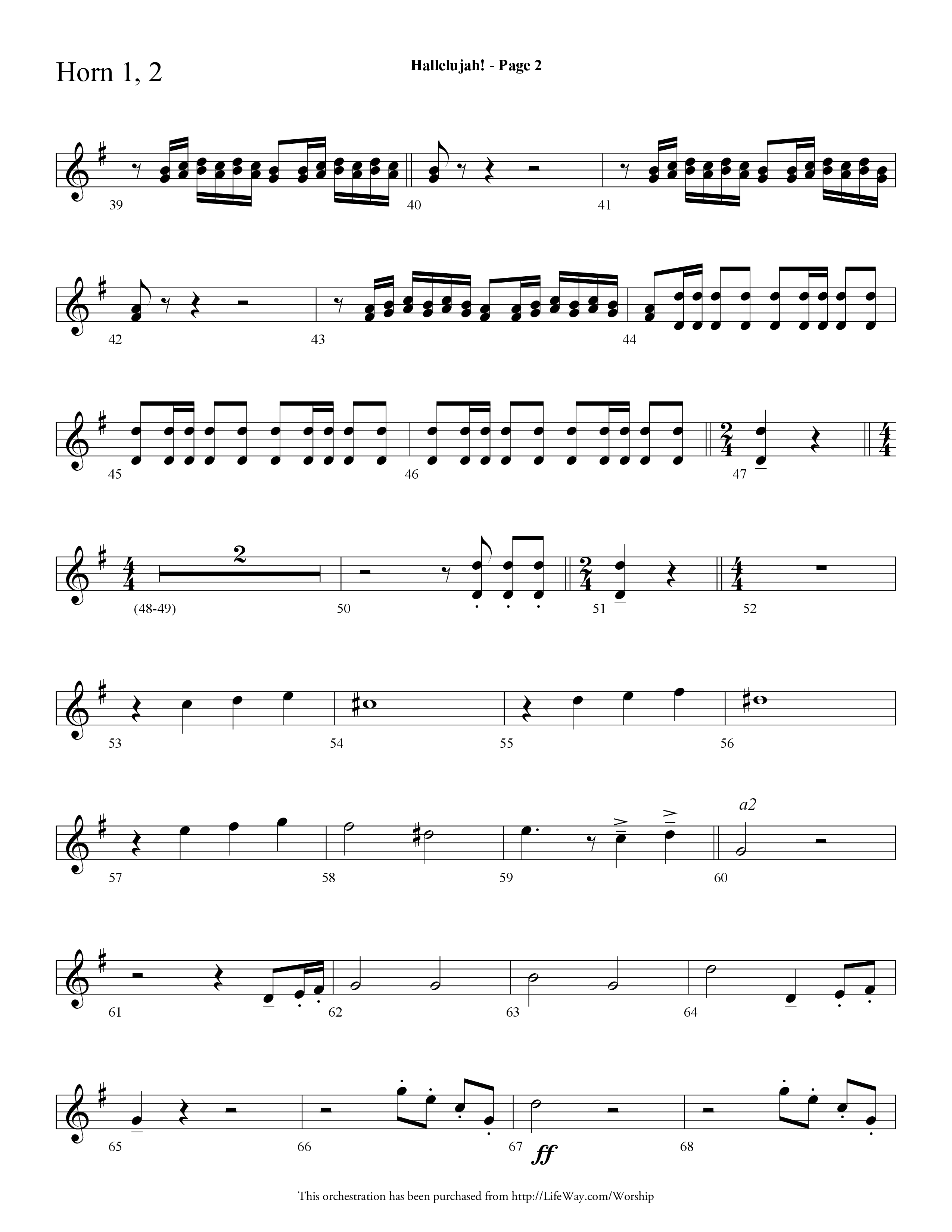 Hallelujah (Choral Anthem SATB) French Horn 1/2 (Lifeway Choral / Arr. Dave Williamson)