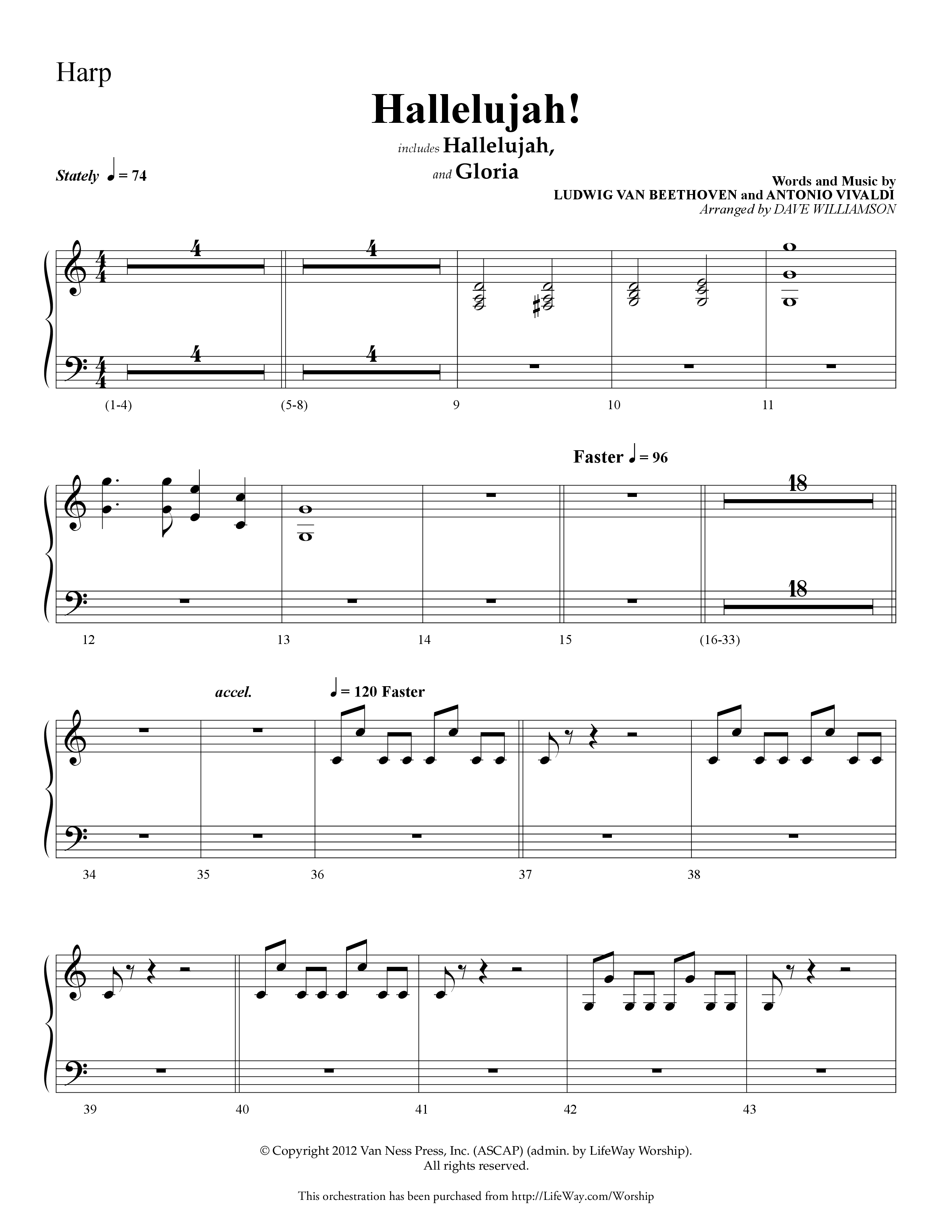 Hallelujah (Choral Anthem SATB) Harp (Lifeway Choral / Arr. Dave Williamson)