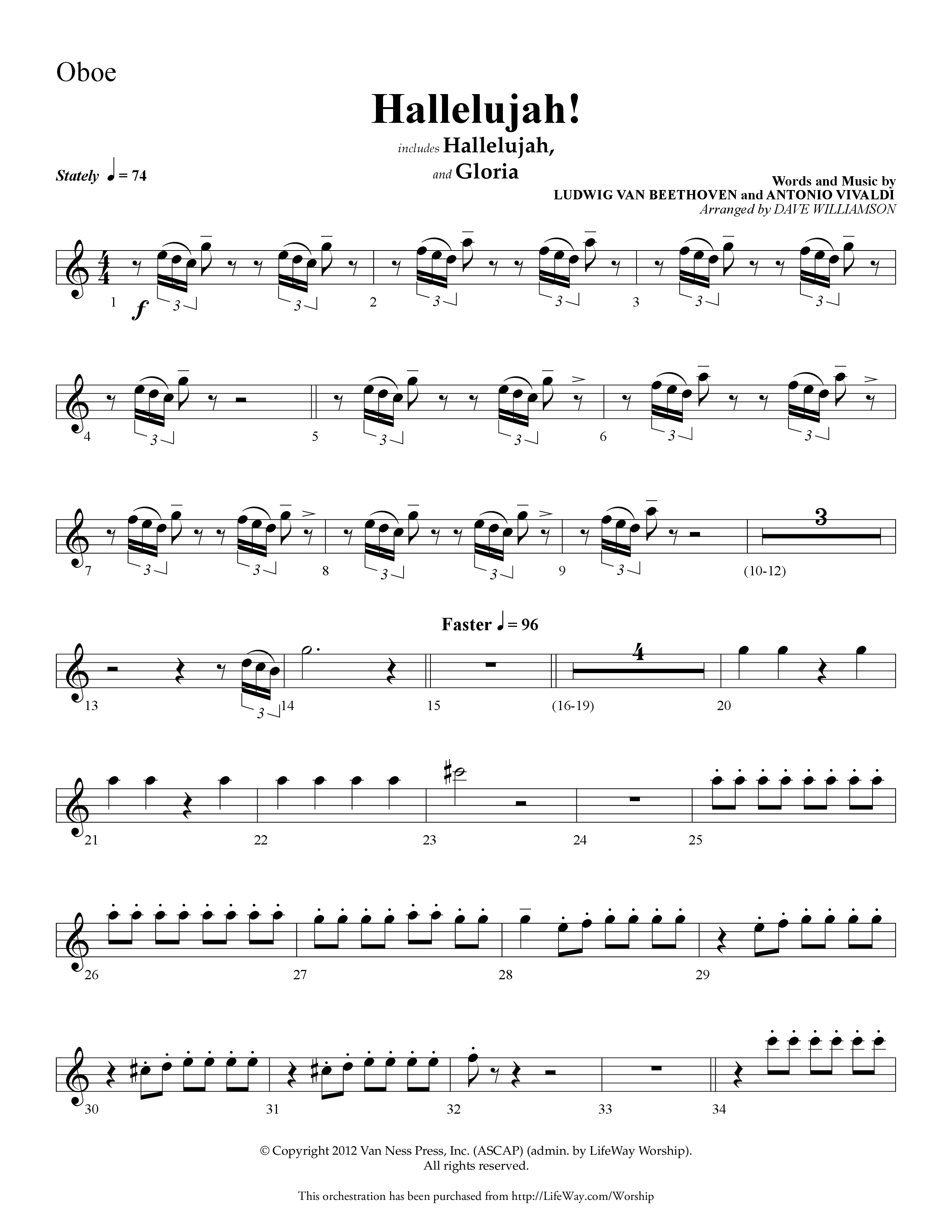 Hallelujah (Choral Anthem SATB) Oboe (Lifeway Choral / Arr. Dave Williamson)