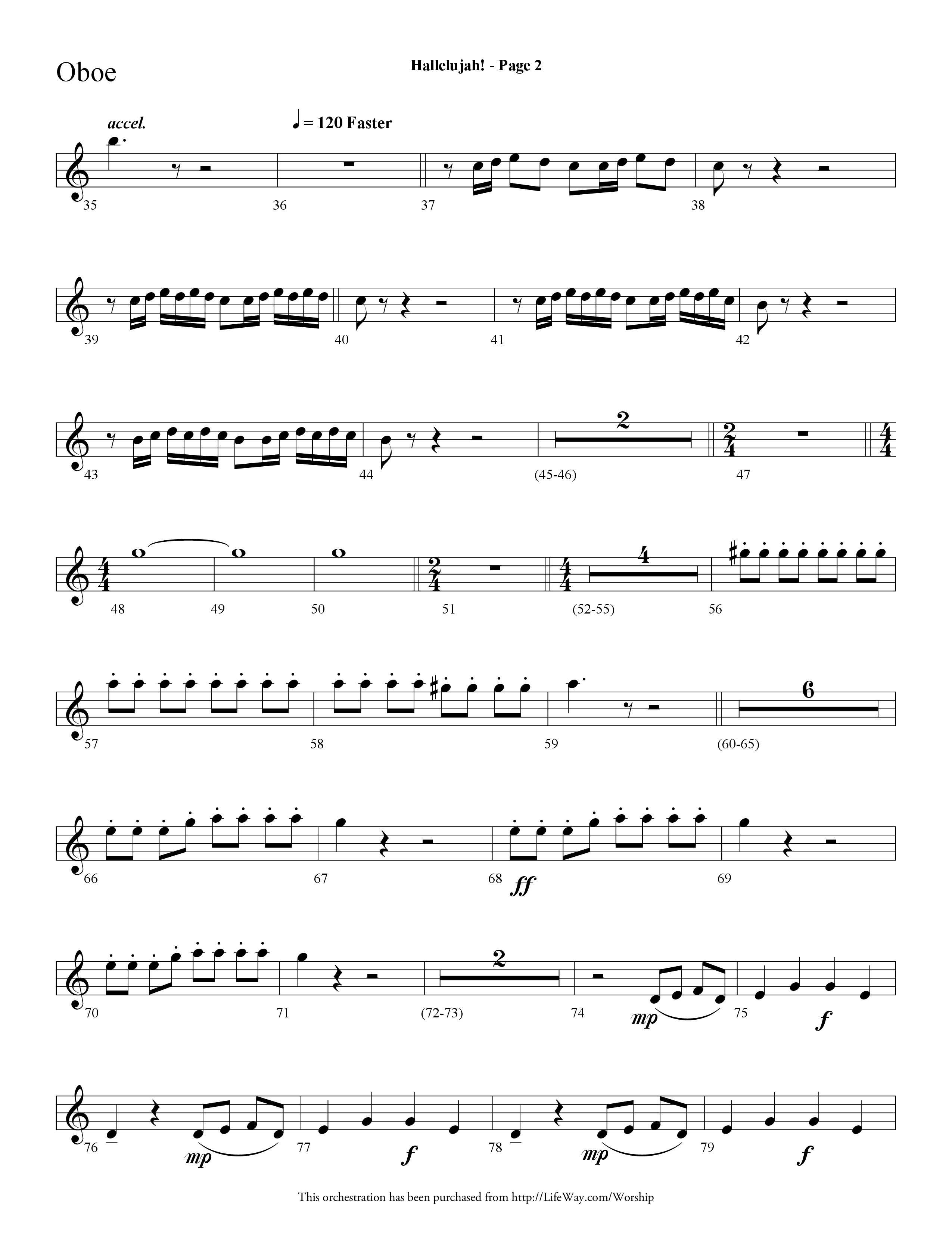 Hallelujah (Choral Anthem SATB) Oboe (Lifeway Choral / Arr. Dave Williamson)
