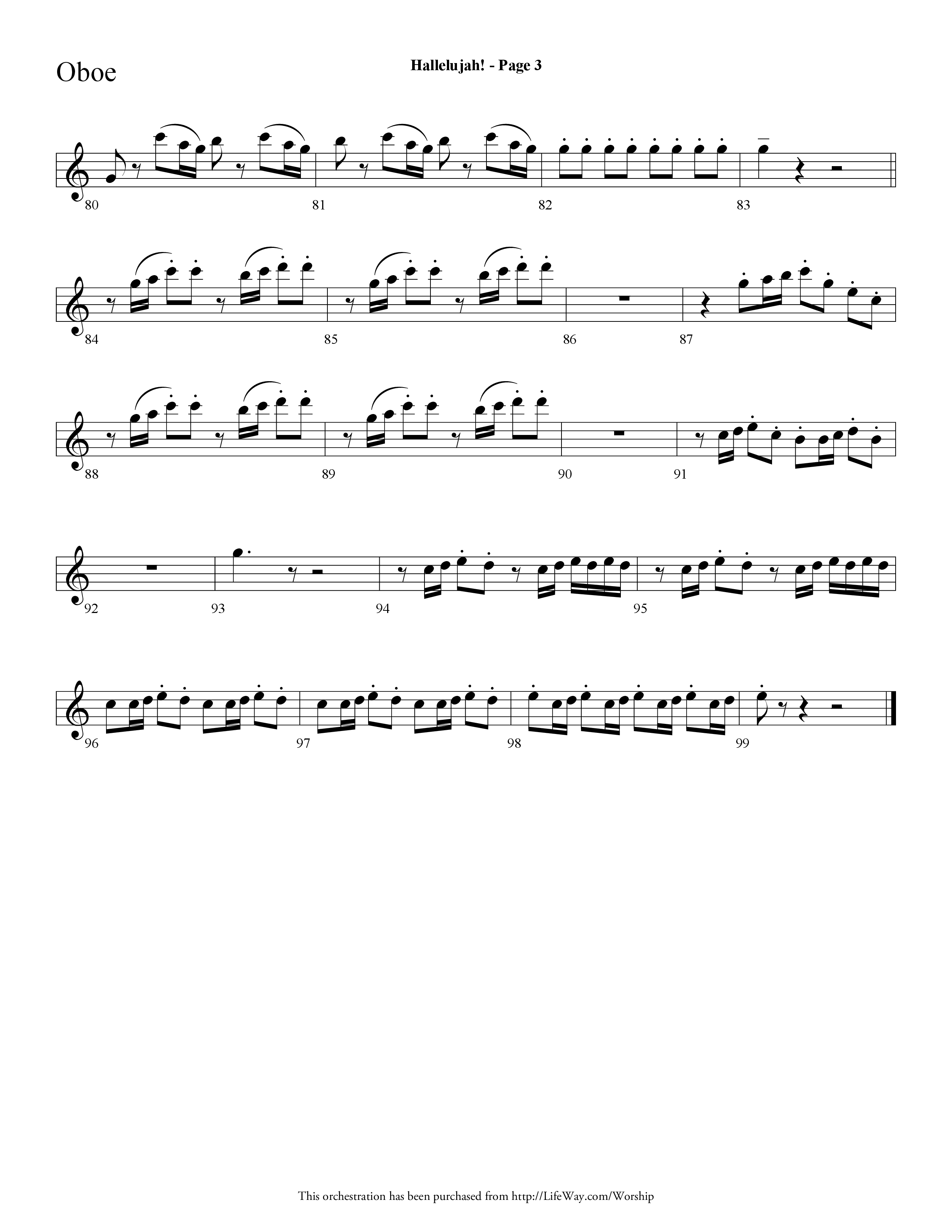 Hallelujah (Choral Anthem SATB) Oboe (Lifeway Choral / Arr. Dave Williamson)