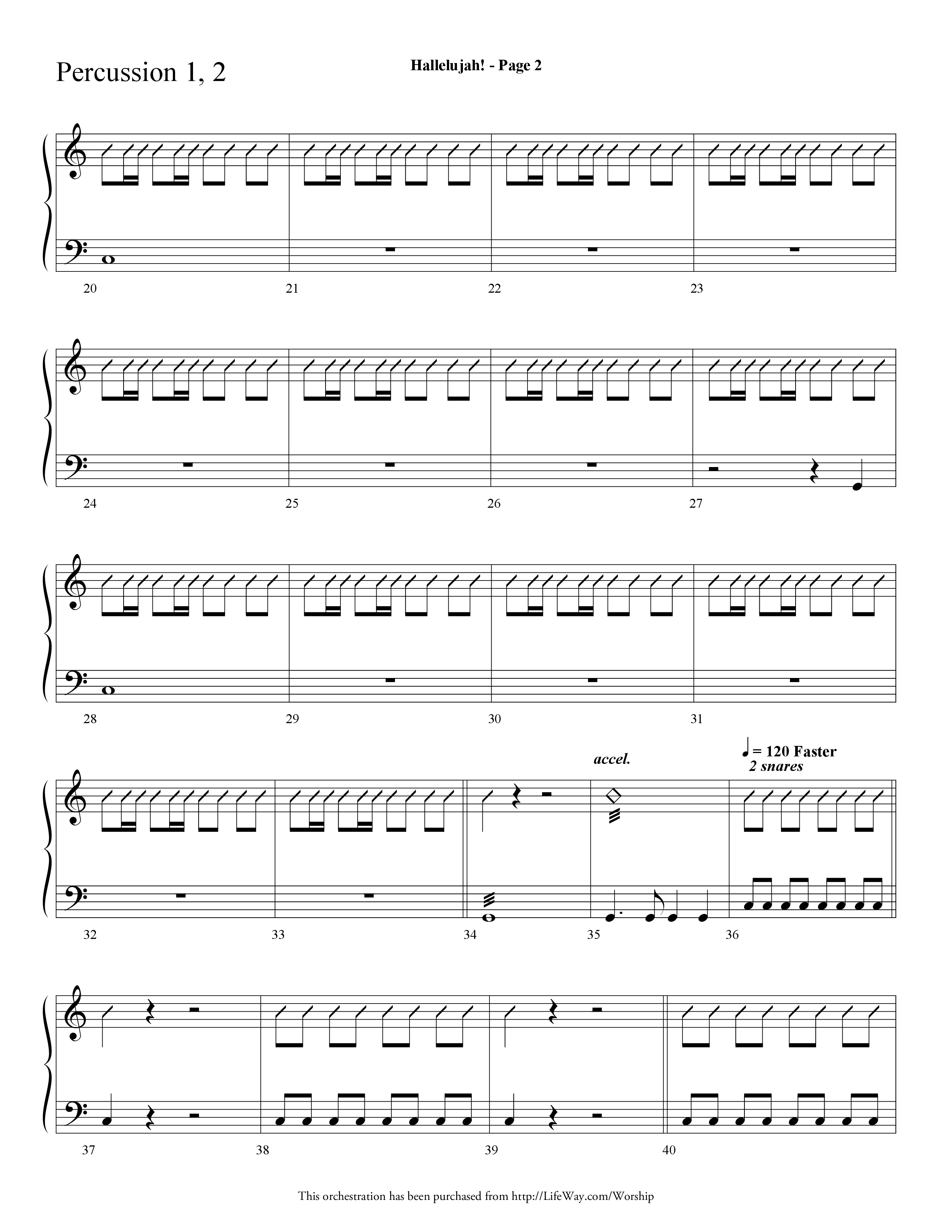 Hallelujah (Choral Anthem SATB) Percussion 1/2 (Lifeway Choral / Arr. Dave Williamson)