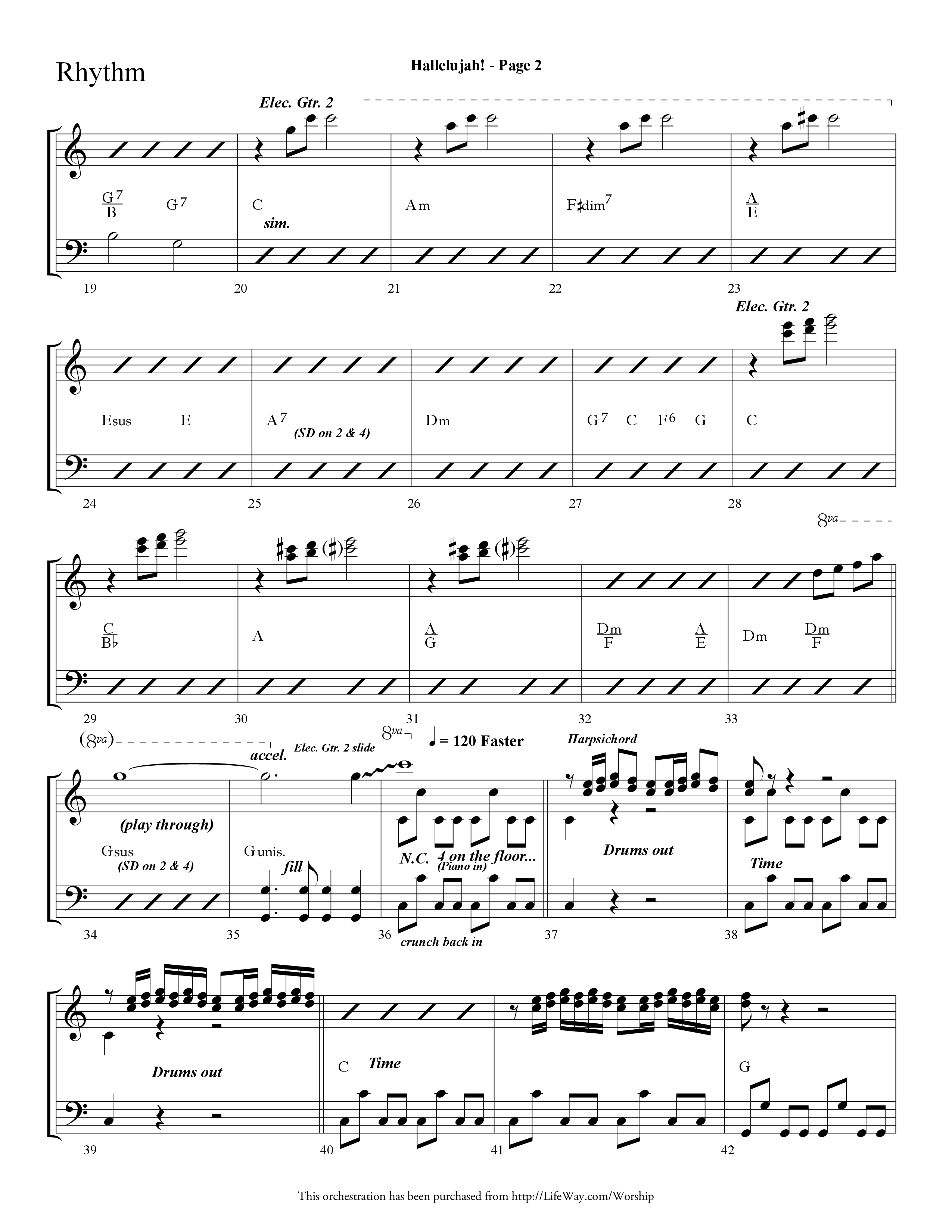 Hallelujah (Choral Anthem SATB) Rhythm Chart (Lifeway Choral / Arr. Dave Williamson)