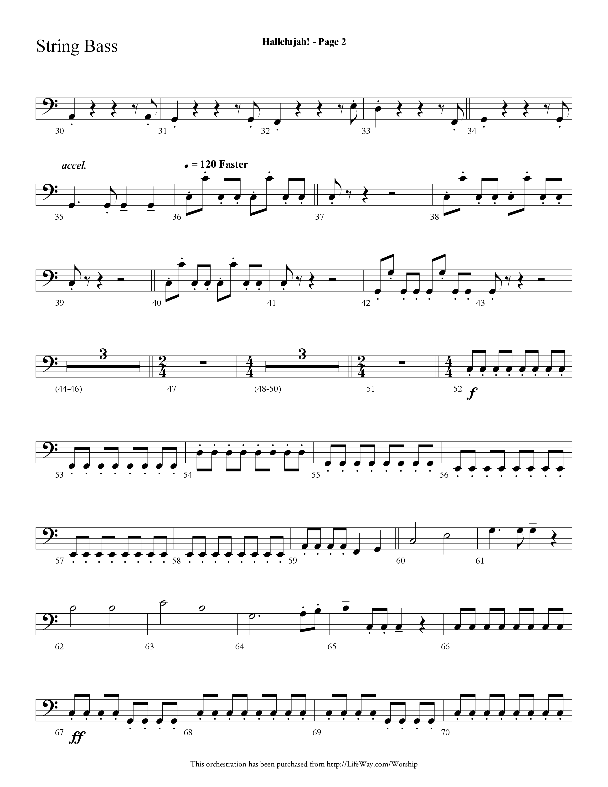 Hallelujah (Choral Anthem SATB) String Bass (Lifeway Choral / Arr. Dave Williamson)