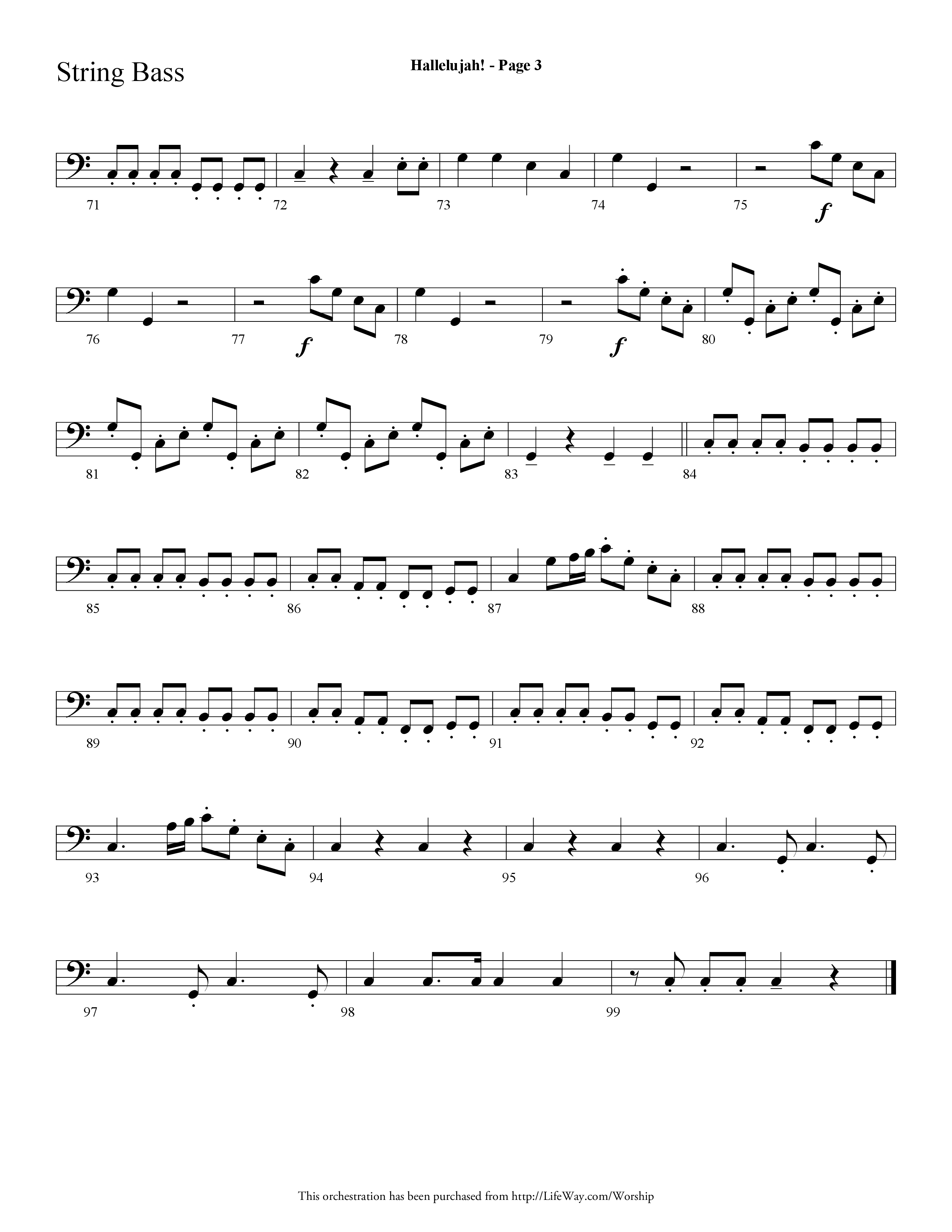Hallelujah (Choral Anthem SATB) String Bass (Lifeway Choral / Arr. Dave Williamson)