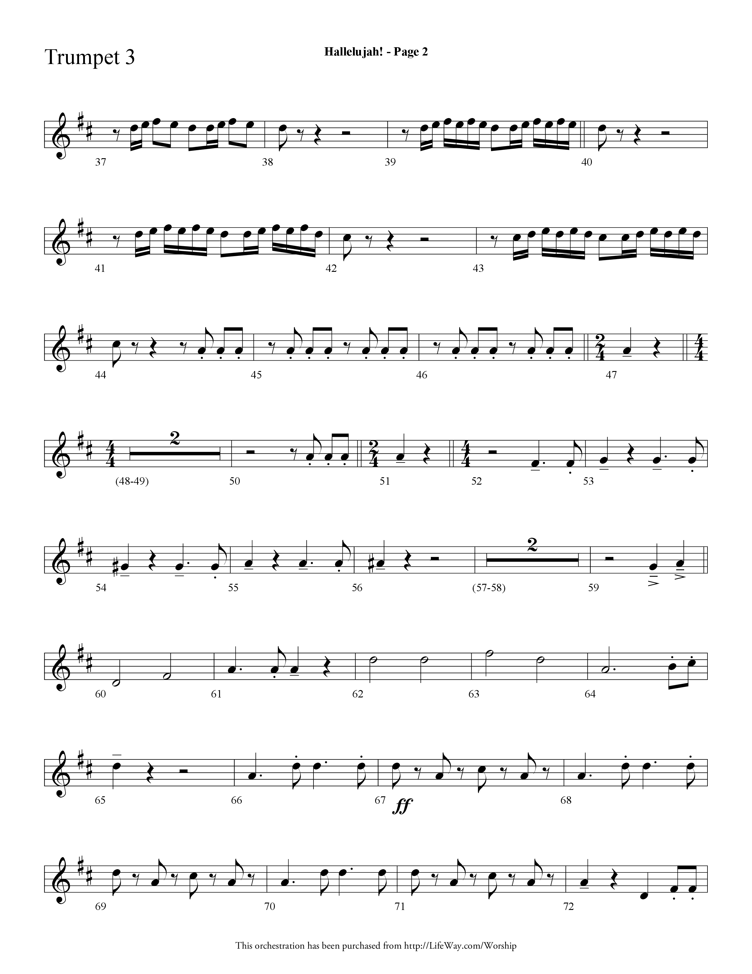 Hallelujah (Choral Anthem SATB) Trumpet 3 (Lifeway Choral / Arr. Dave Williamson)