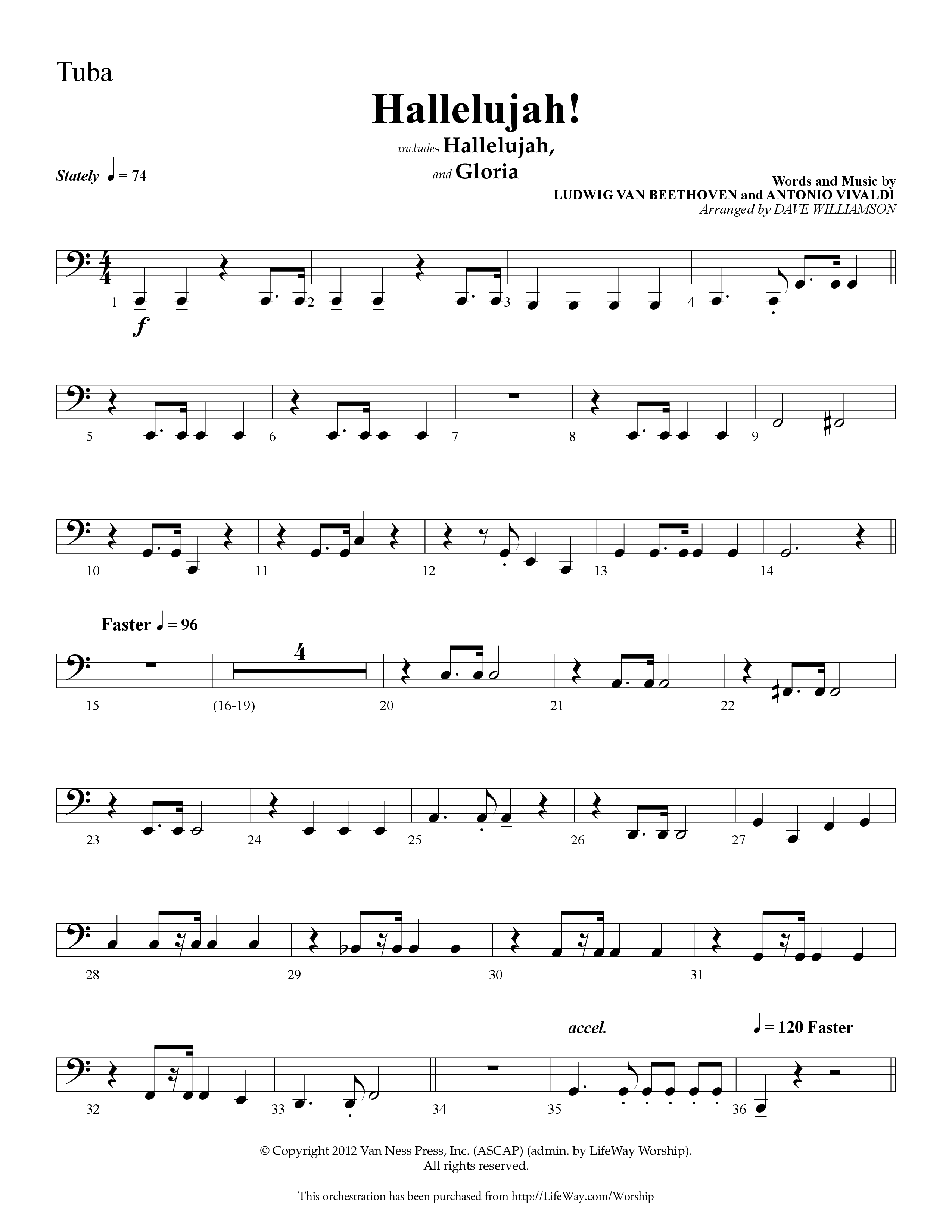 Hallelujah (Choral Anthem SATB) Tuba (Lifeway Choral / Arr. Dave Williamson)