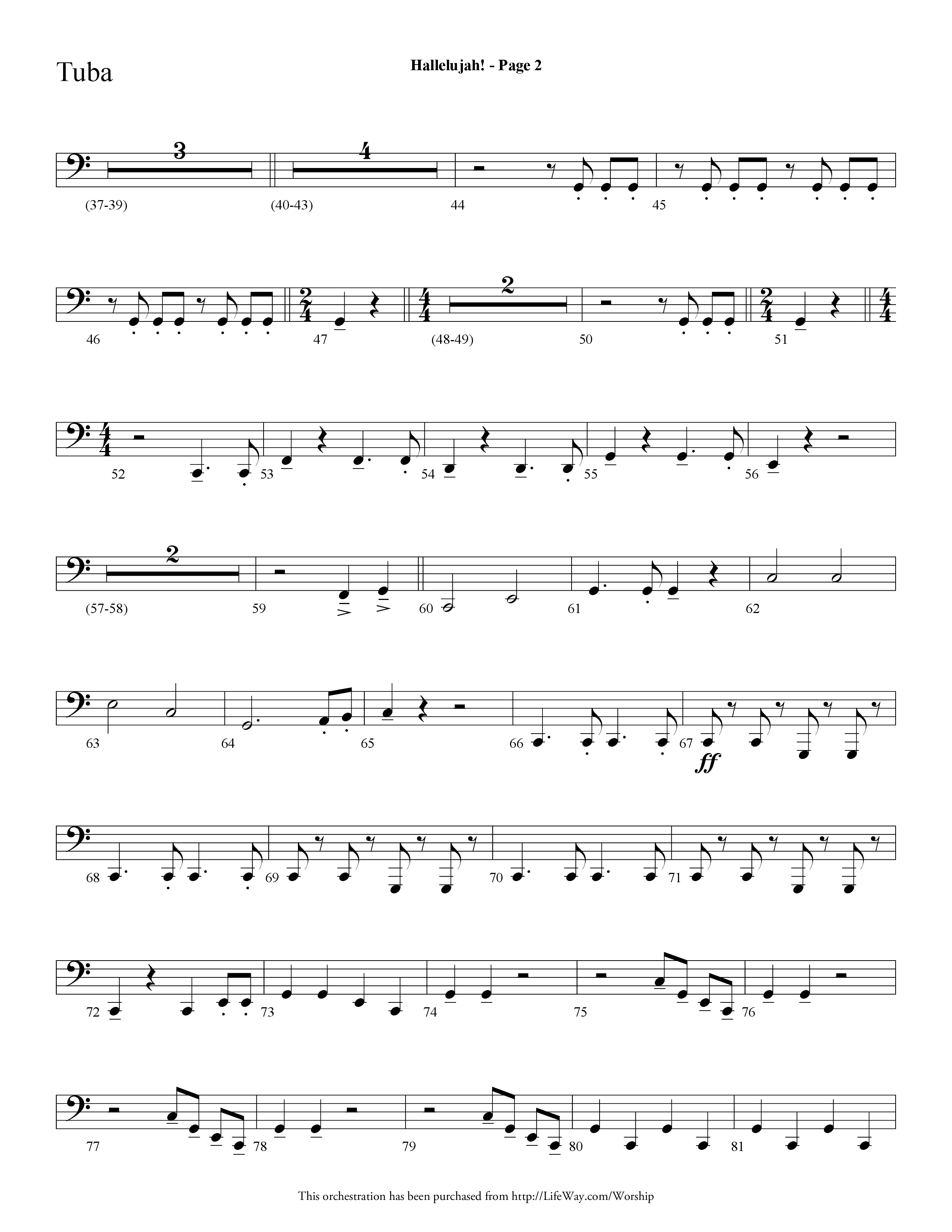 Hallelujah (Choral Anthem SATB) Tuba (Lifeway Choral / Arr. Dave Williamson)