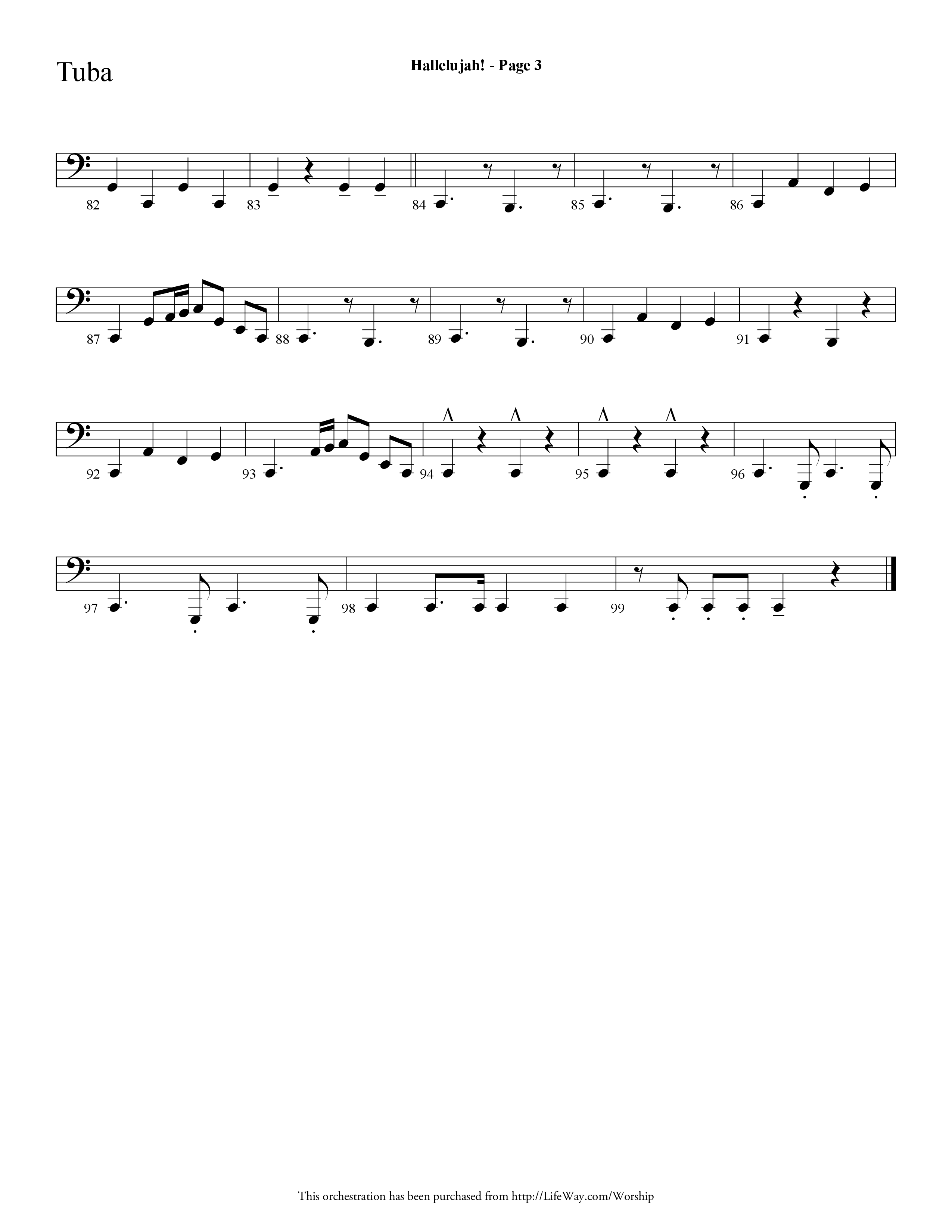 Hallelujah (Choral Anthem SATB) Tuba (Lifeway Choral / Arr. Dave Williamson)