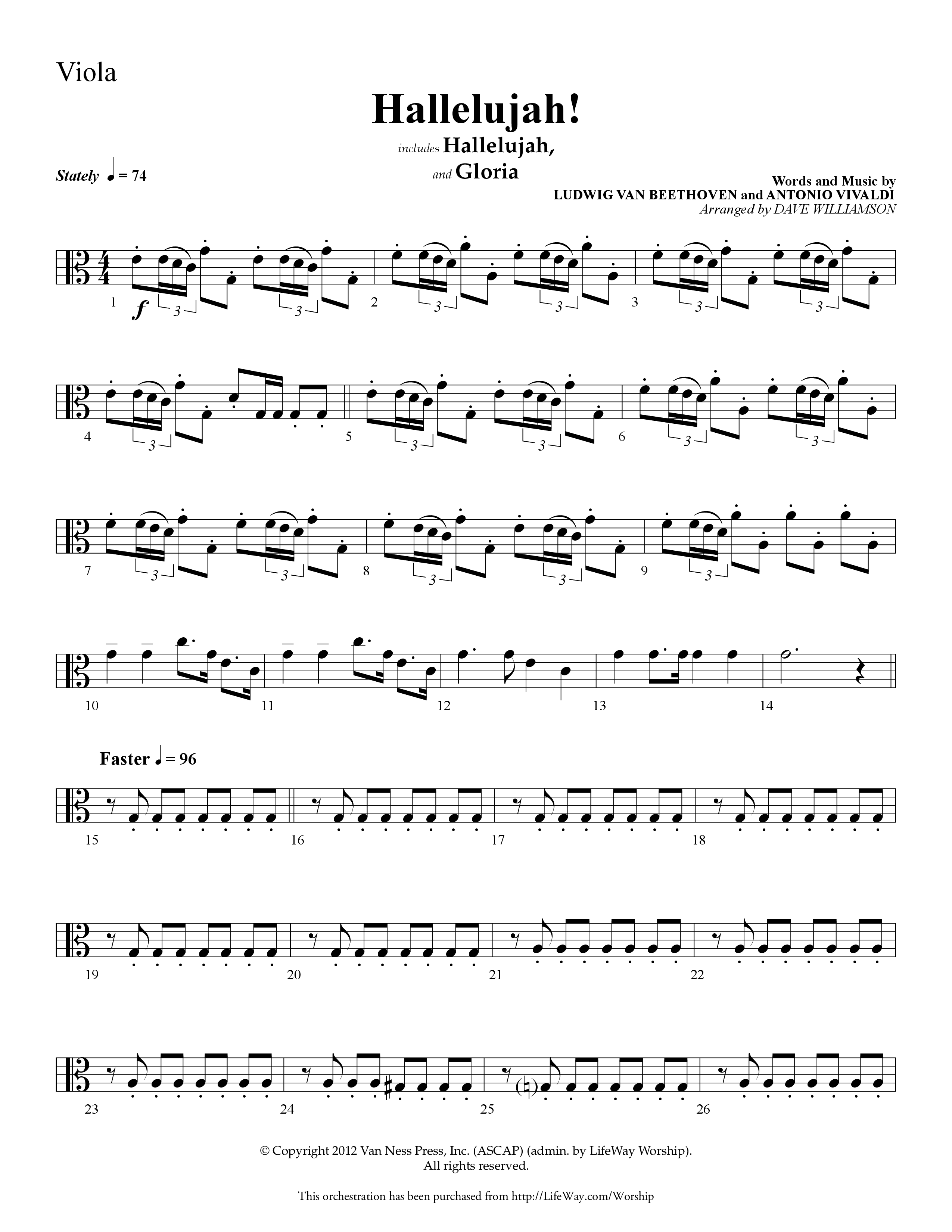 Hallelujah (Choral Anthem SATB) Viola (Lifeway Choral / Arr. Dave Williamson)