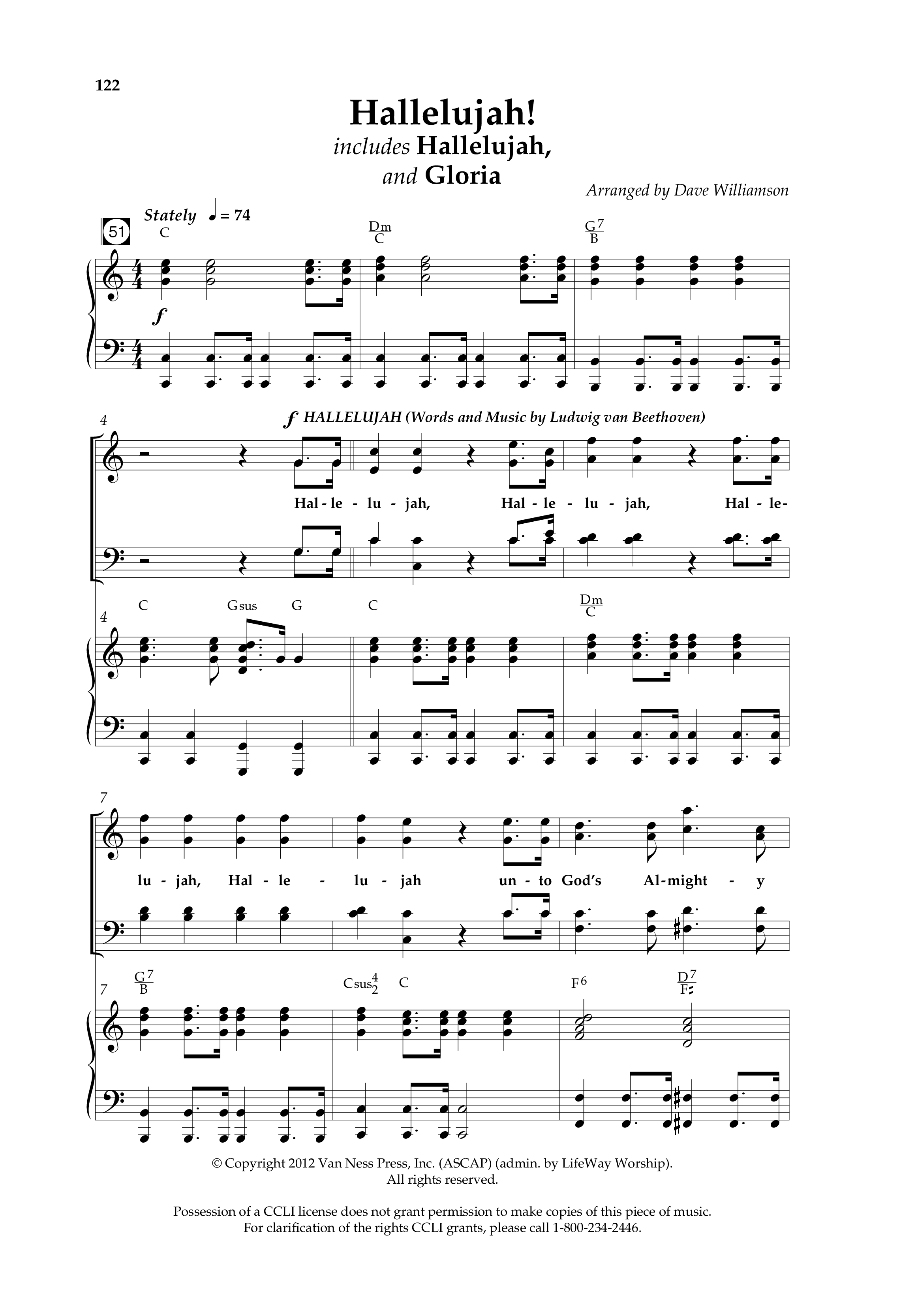 Hallelujah (Choral Anthem SATB) Anthem (SATB/Piano) (Lifeway Choral / Arr. Dave Williamson)