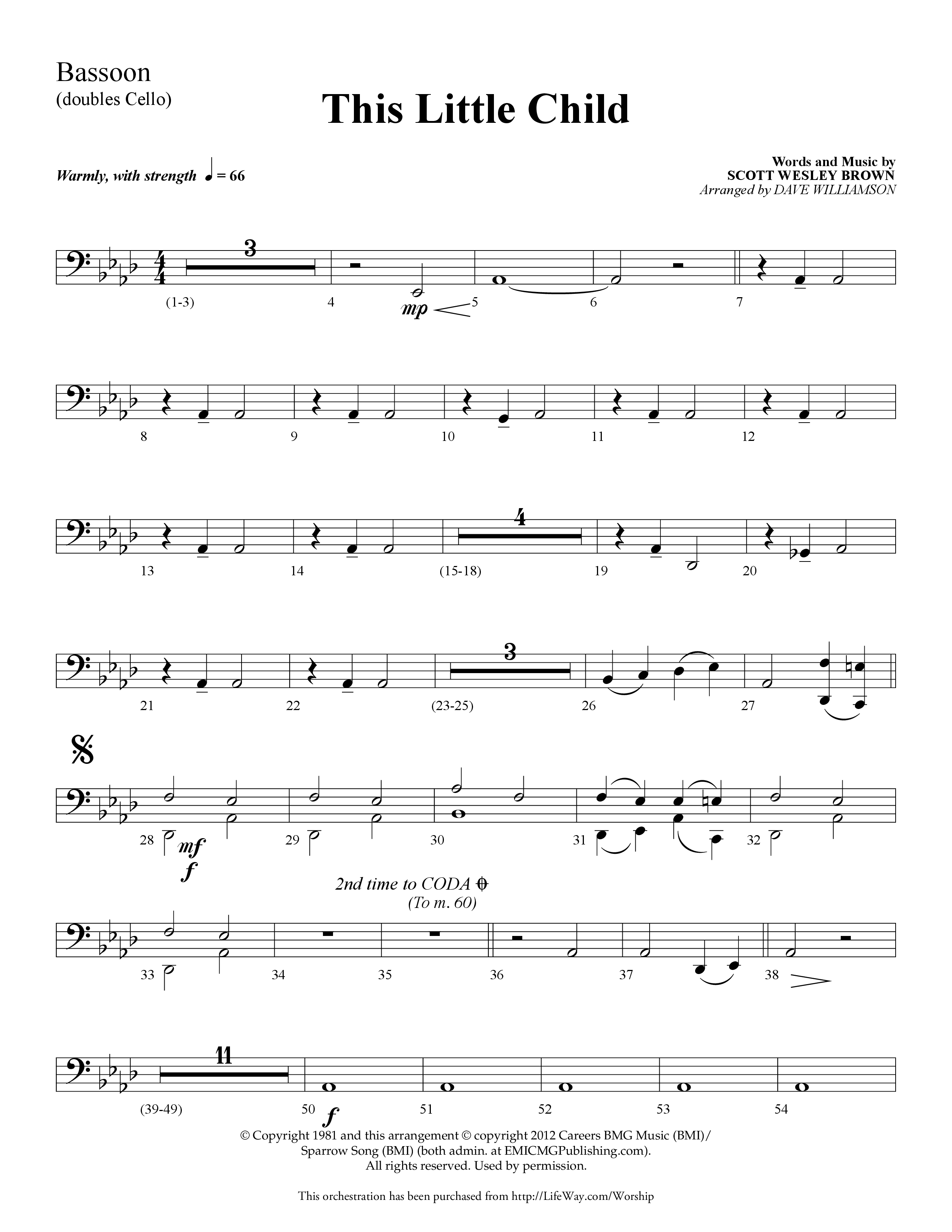 This Little Child (Choral Anthem SATB) Bassoon (Lifeway Choral / Arr. Dave Williamson)